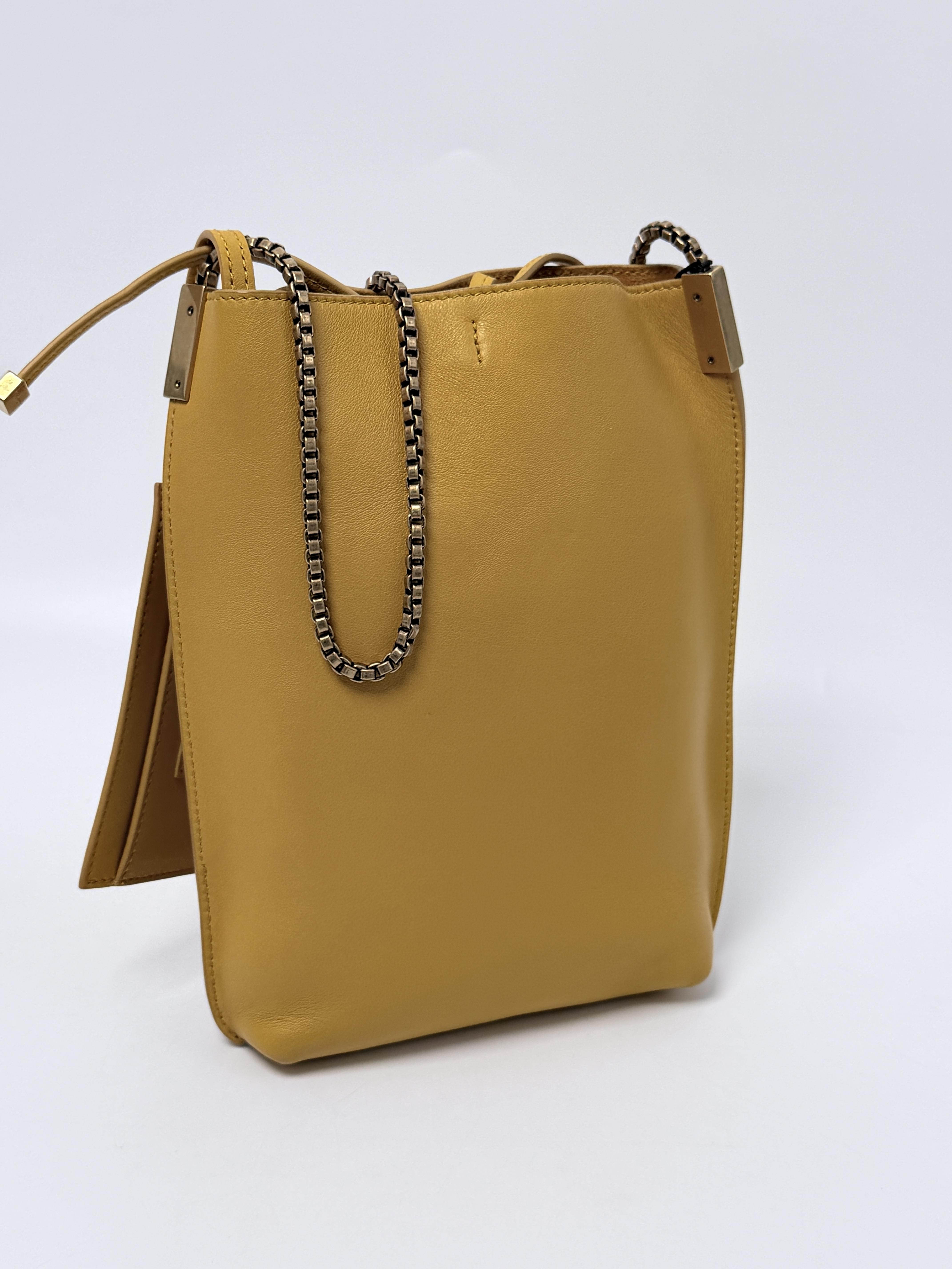 Saint Laurent Mini Suzanne Hobo Saffron Yellow Chain Strap Shoulder Bag JD1161Y