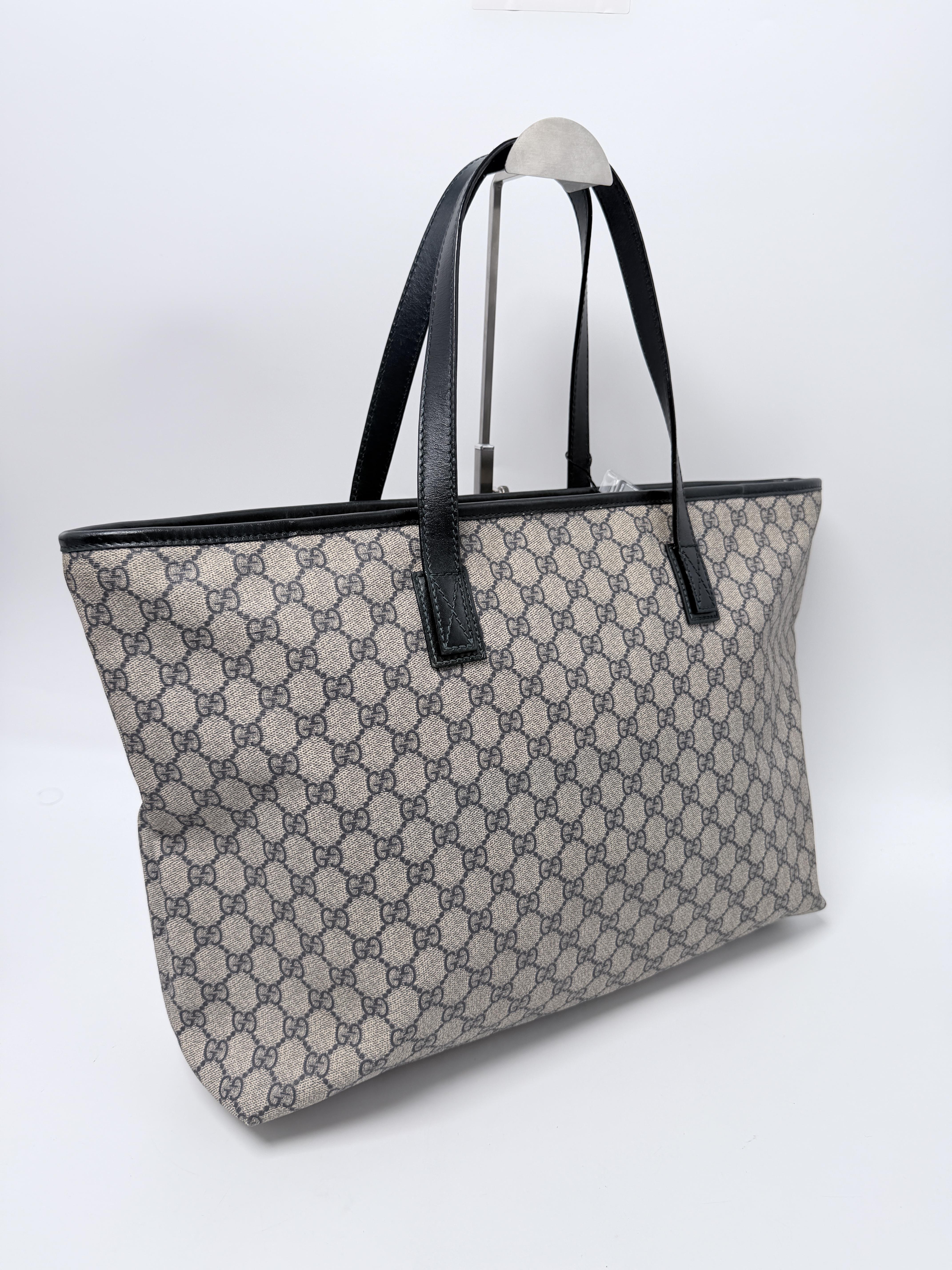 GG Supreme Large Zippered Tote Bag Brown Shoulder Handbag JD1459GG