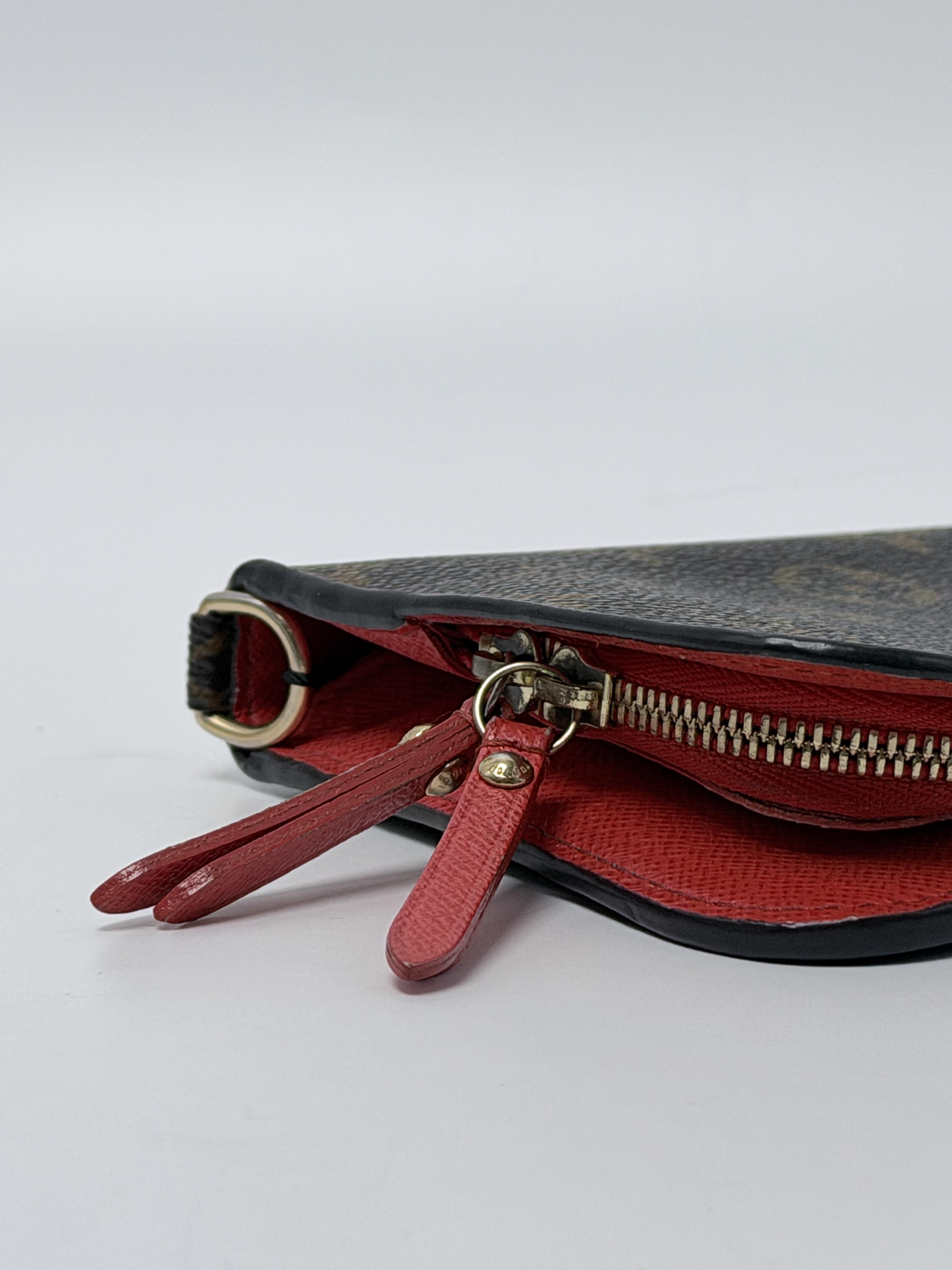 Adele Wallet Monogram Coquelicot Red Double Zip Clutch JD1676LV