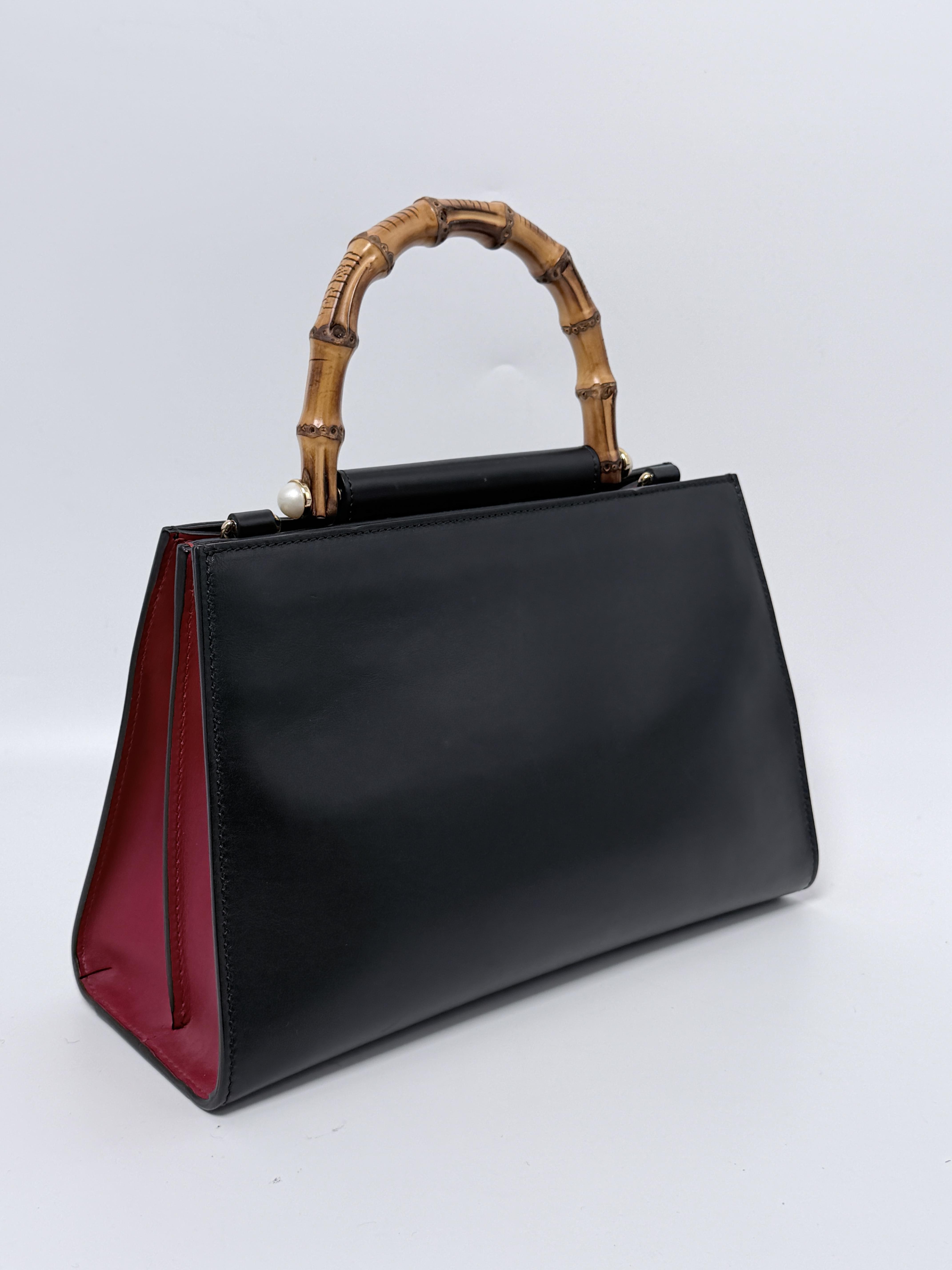 Bamboo Top Handle Bag Black Red JC184GG