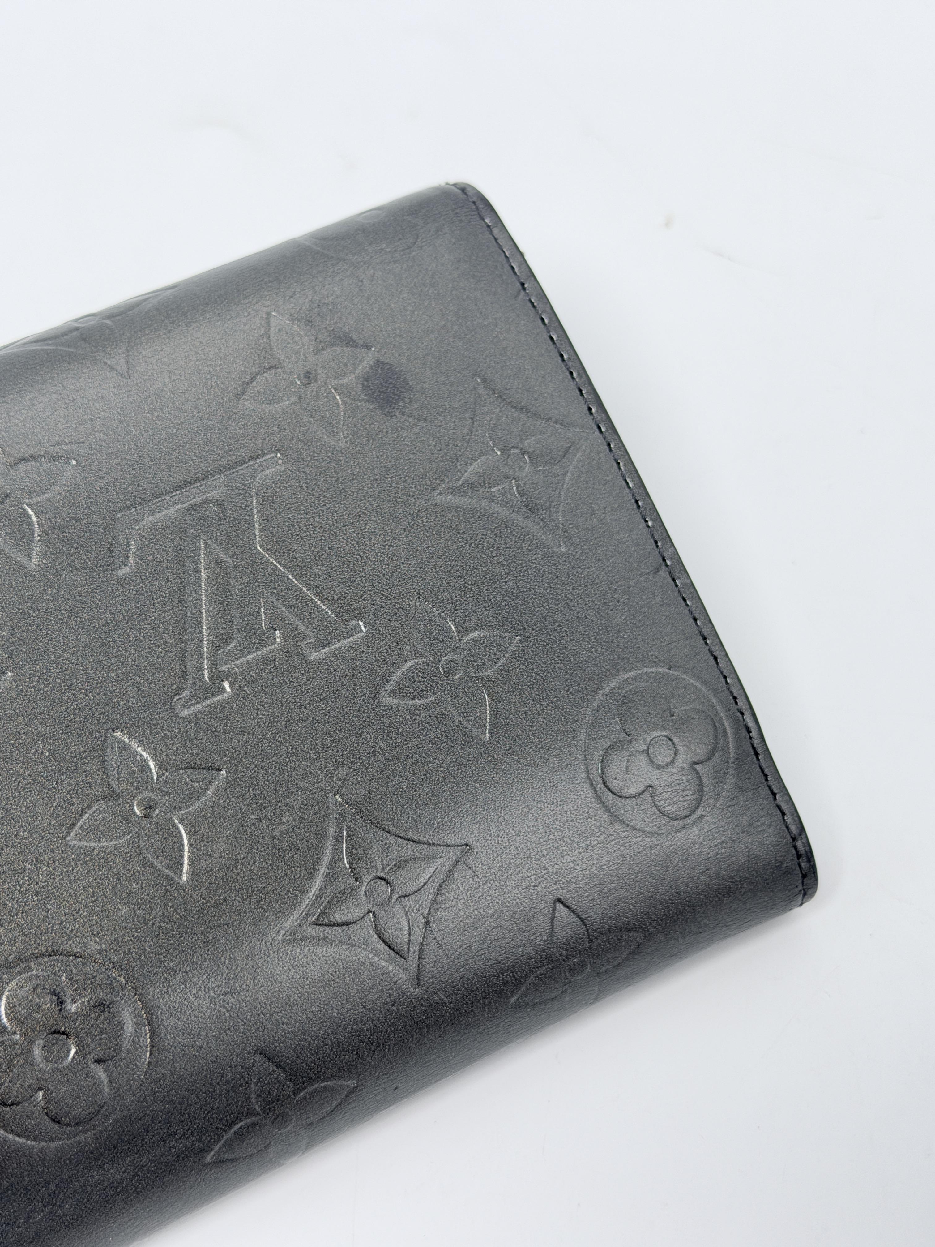 Monogram Glace Ancre Wallet Black Trifold Purse Box JD1110LV