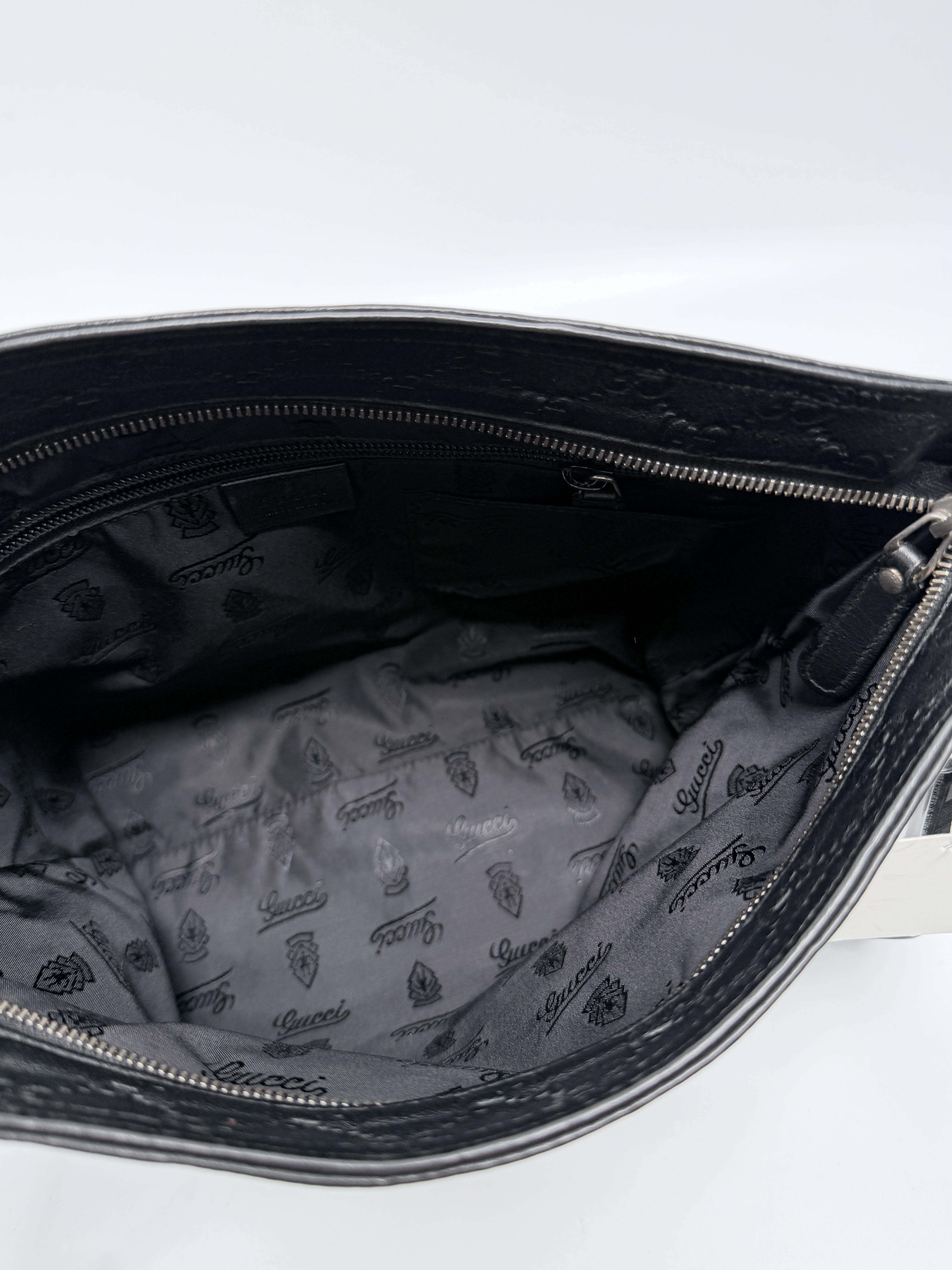Pre-owned GUCCI Leather Messenger Bags Guccissima Crossbody Shoulder Bag Black Monogram Messenger SH392GG