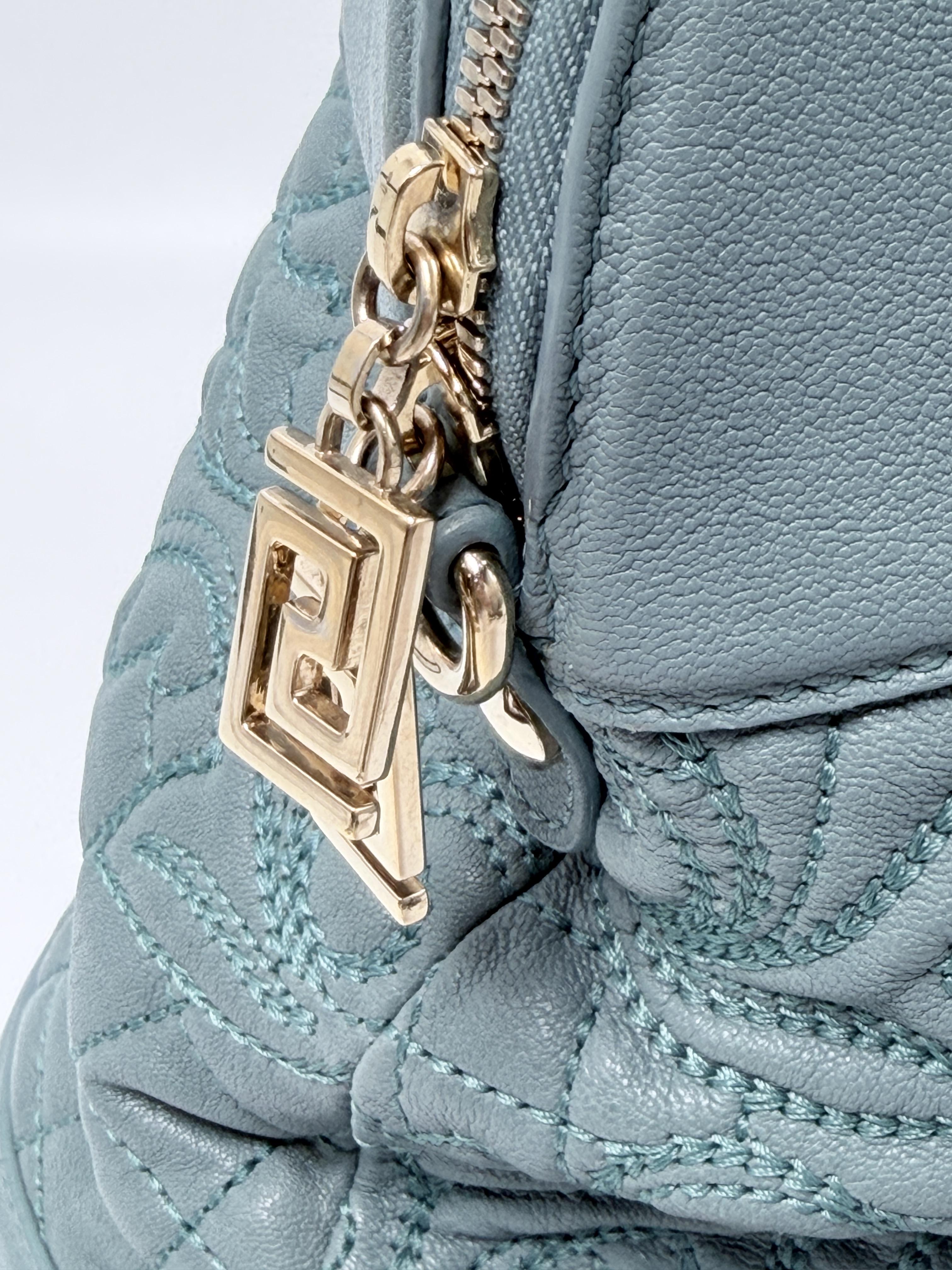Medium Athena Barocco Quilted Vanitas Dome Satchel (Light Blue) JD1209VS