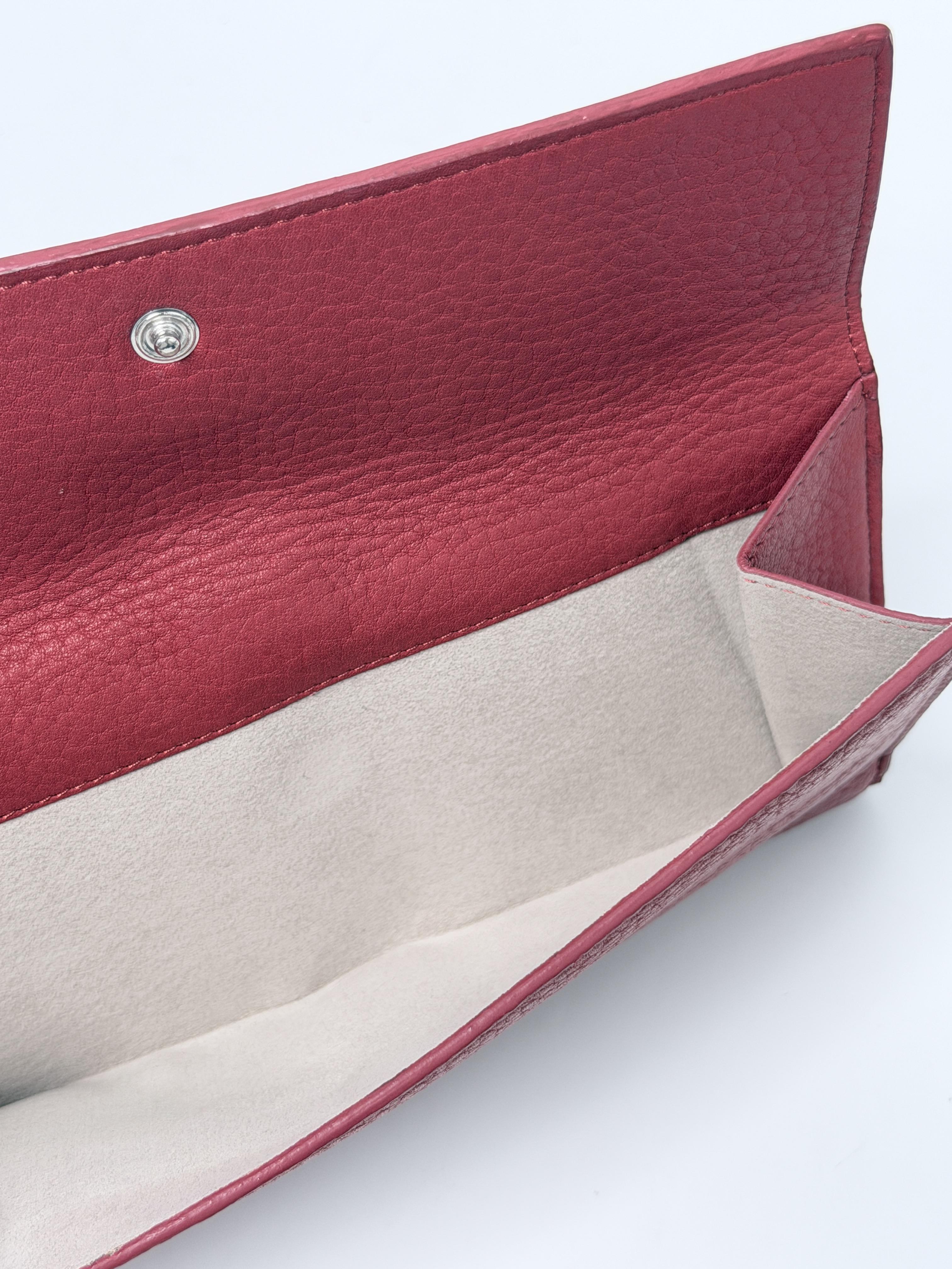 Red Grained Caviar Long L Double Tab Snap Wallet JE699CC