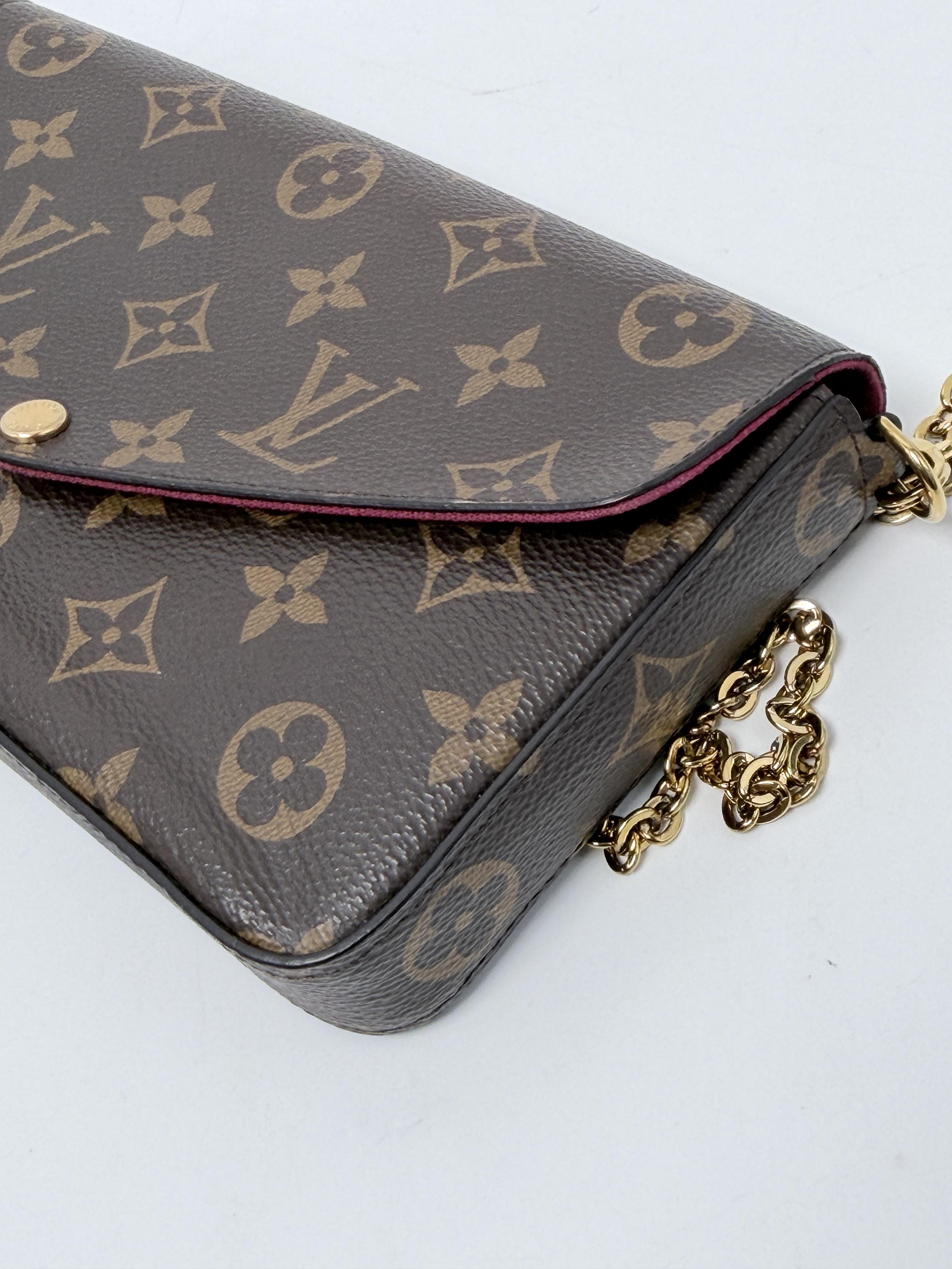 Monogram Pochette Felicie Fuchsia 3in1 Chain Shoulder Crossbody Bag Handbag BB004LV