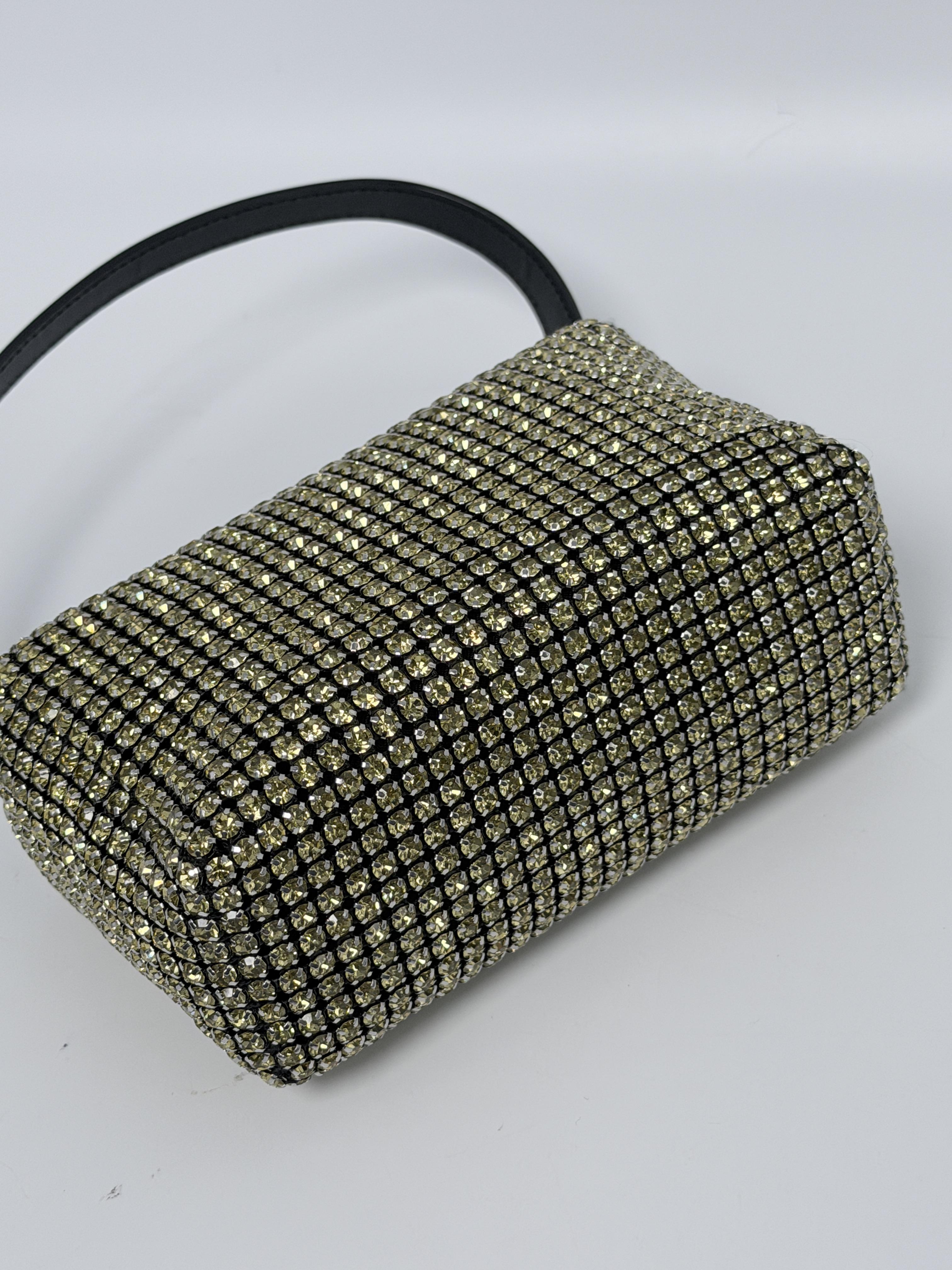 Pre-owned Alexander Wang nylon fabric Shoulder Bags Heiress Crystal Mesh Pouch Bag Silver JD429AW