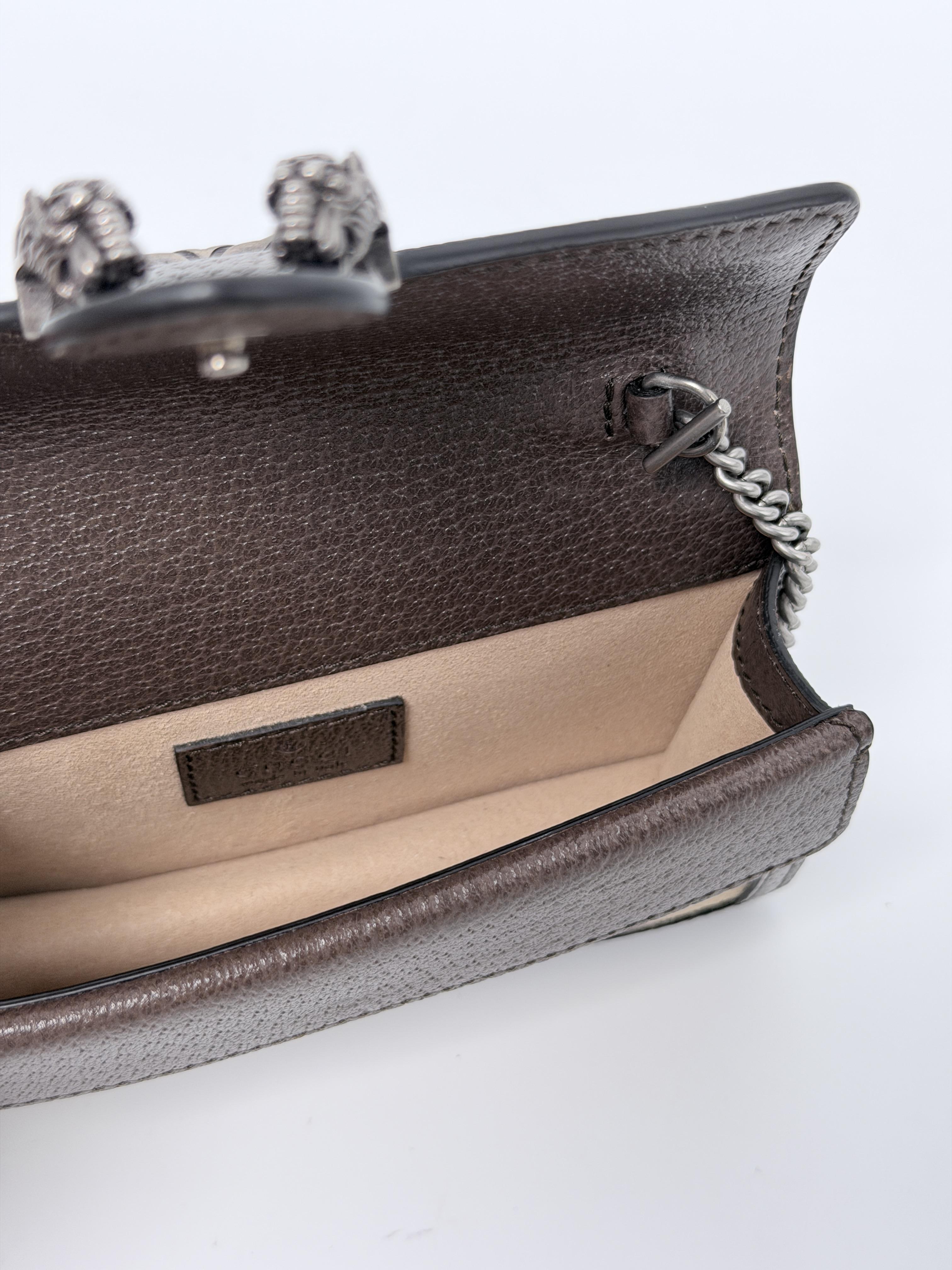 Pre-owned GUCCI Canvas Crossbody Bags GG Jumbo Super Mini Dionysus Shoulder Handbag Crossbody Bag Brown JD658GG