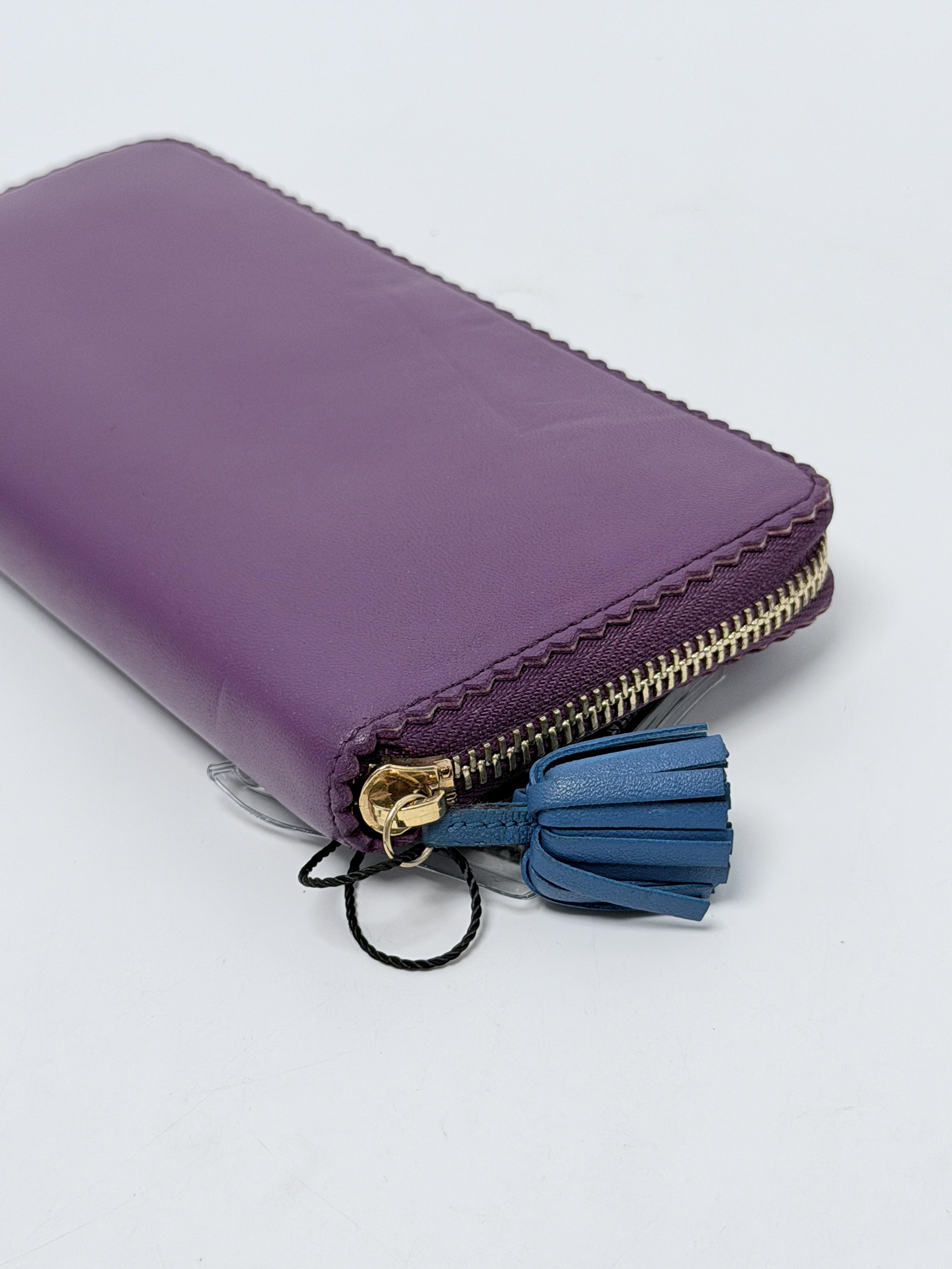 Purple Nappa Anagram Zip Around Tassel Long Wallet JD1407LE