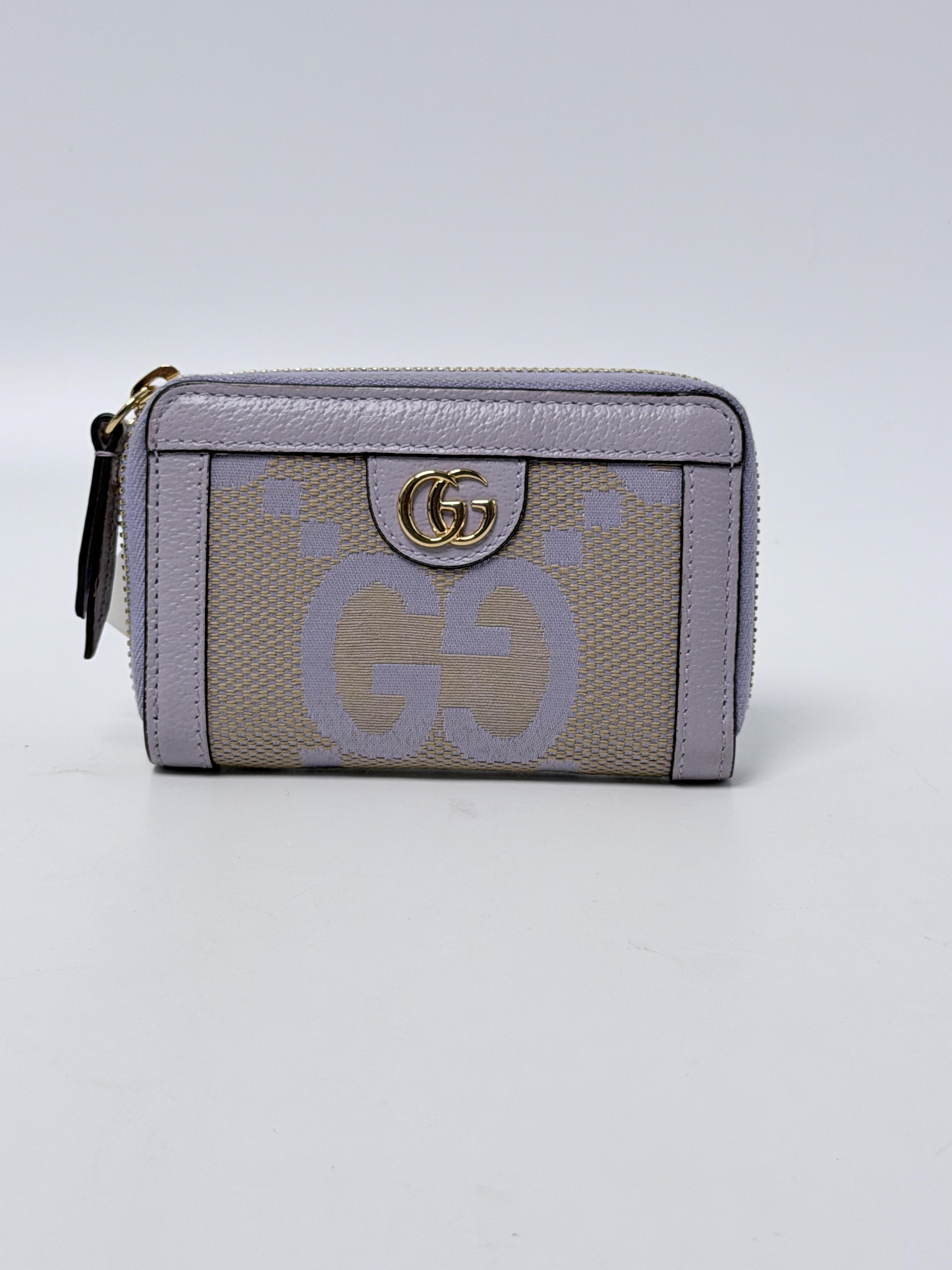 Ophidia Jumbo GG Leather Zip Around Key Card Case Lilac Purple JP010GG