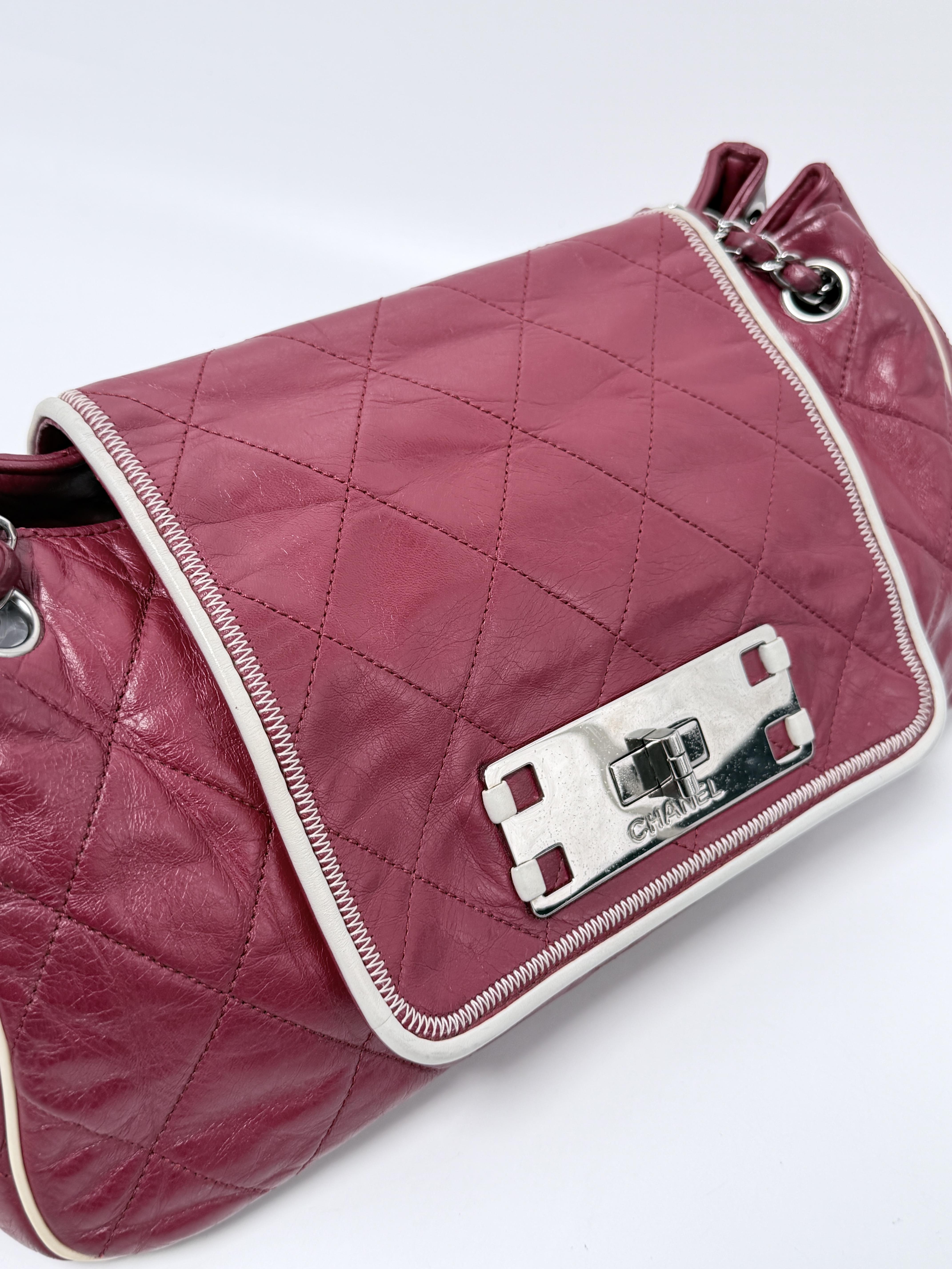 Burgundy Red Patent Medium Rock & Chain Shoulder Bag Gold HW JE669CC