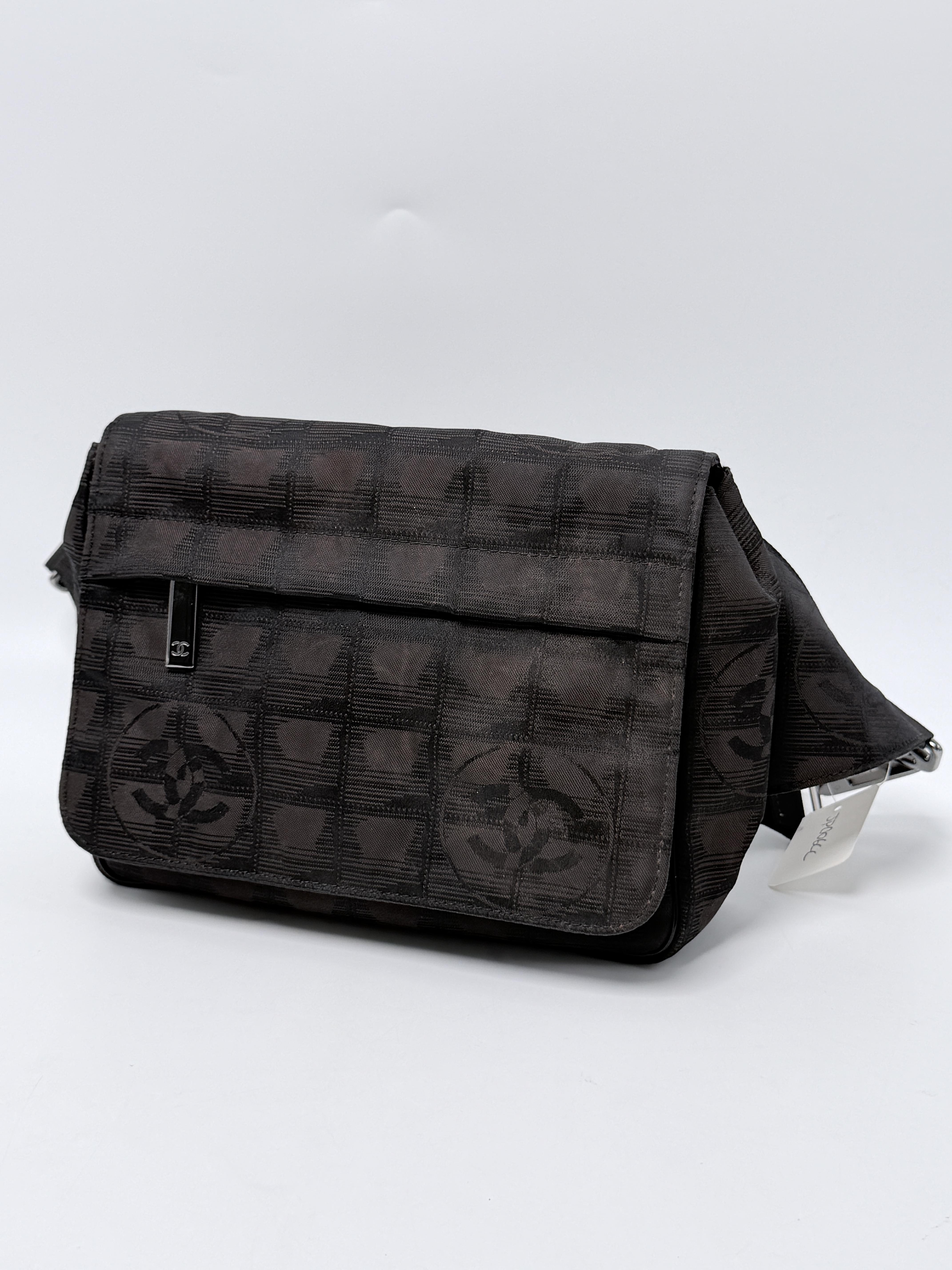 Travel Line Waist Bag Fanny Pack Nylon Dark Brown Crossbody JP006CC
