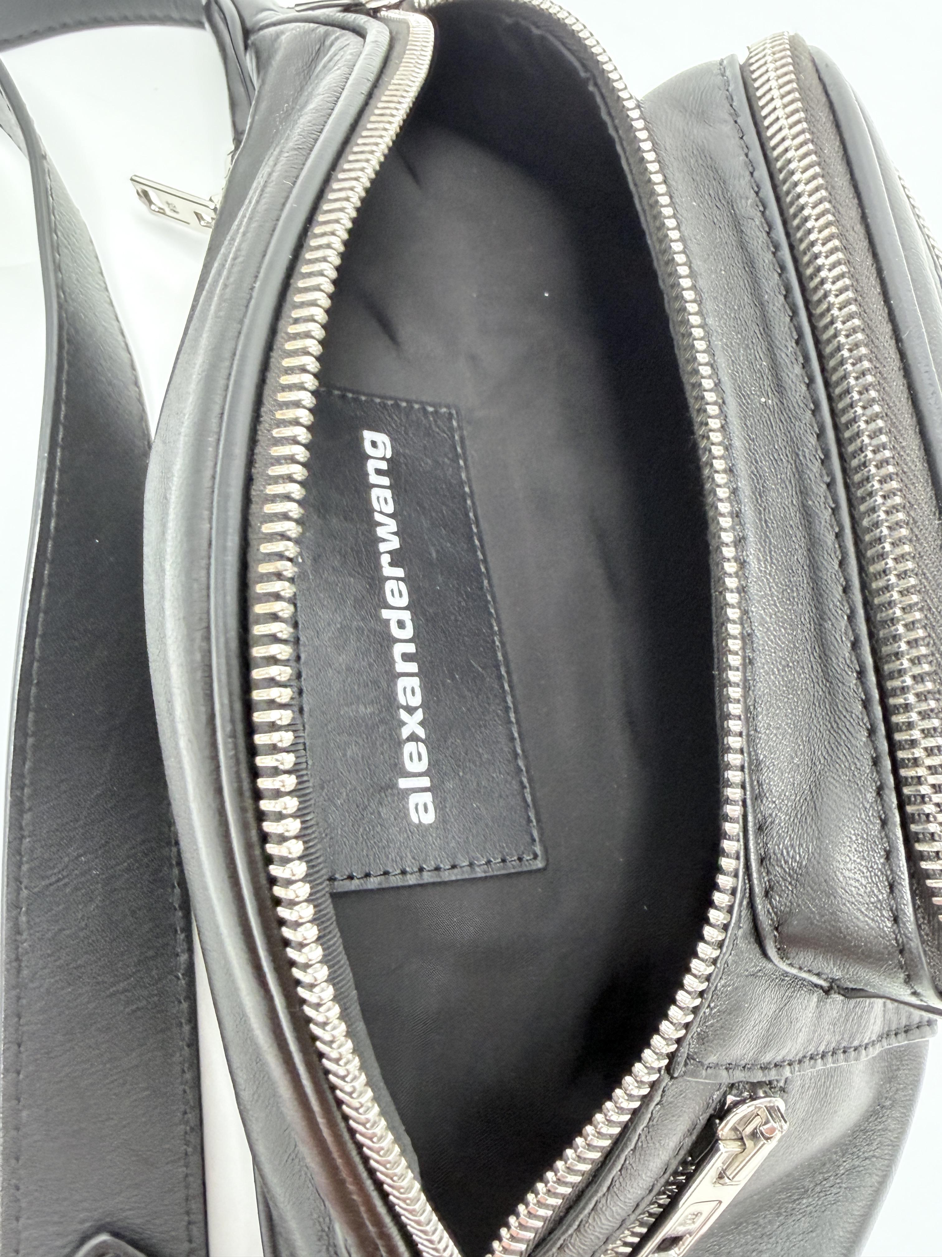 Attica Black Nappa Multi Zip Fanny Pack Belt Bag JD1384AW