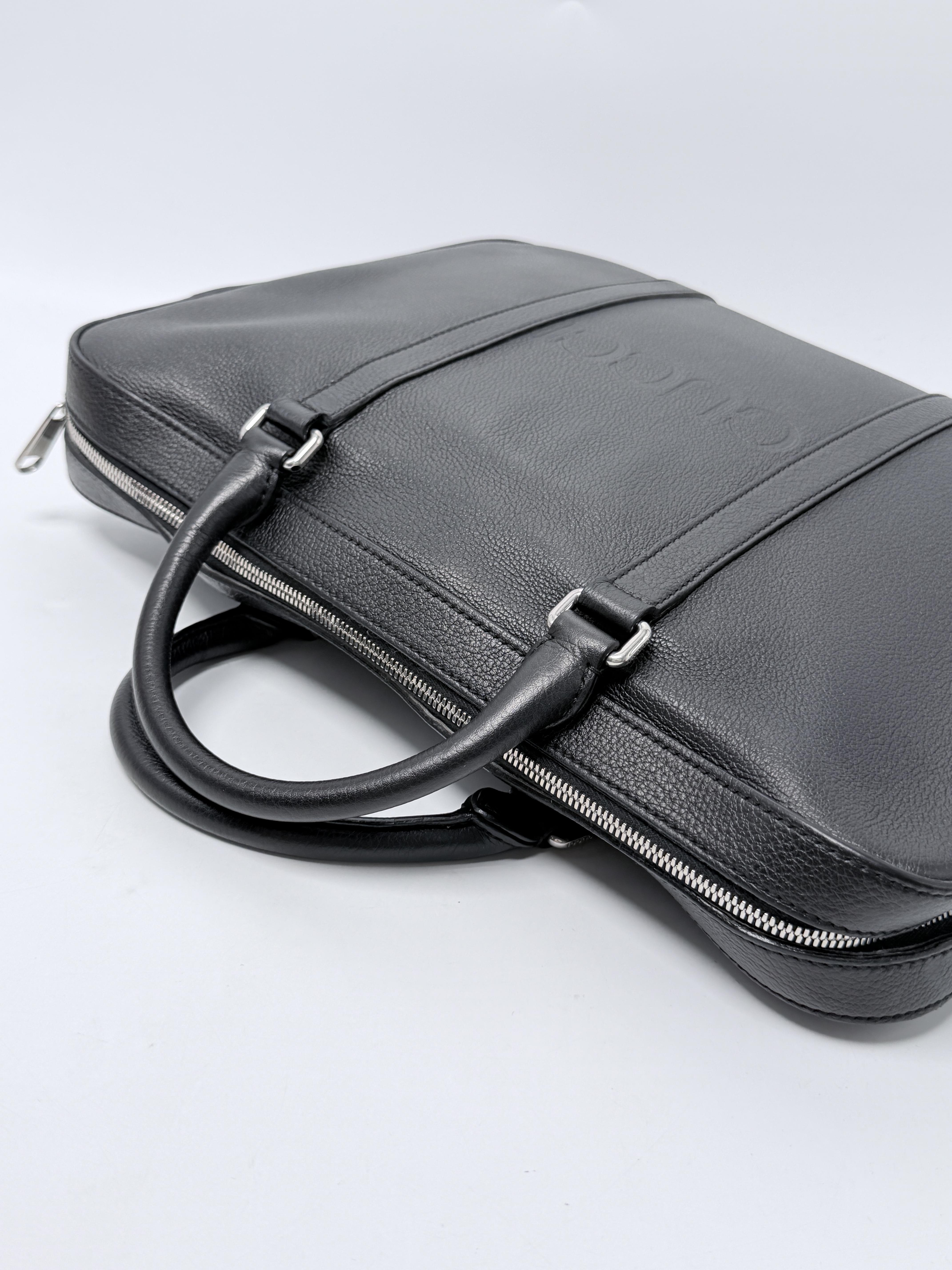 Black Matte Web Trademark Medium Briefcase Laptop Bag JP002GG