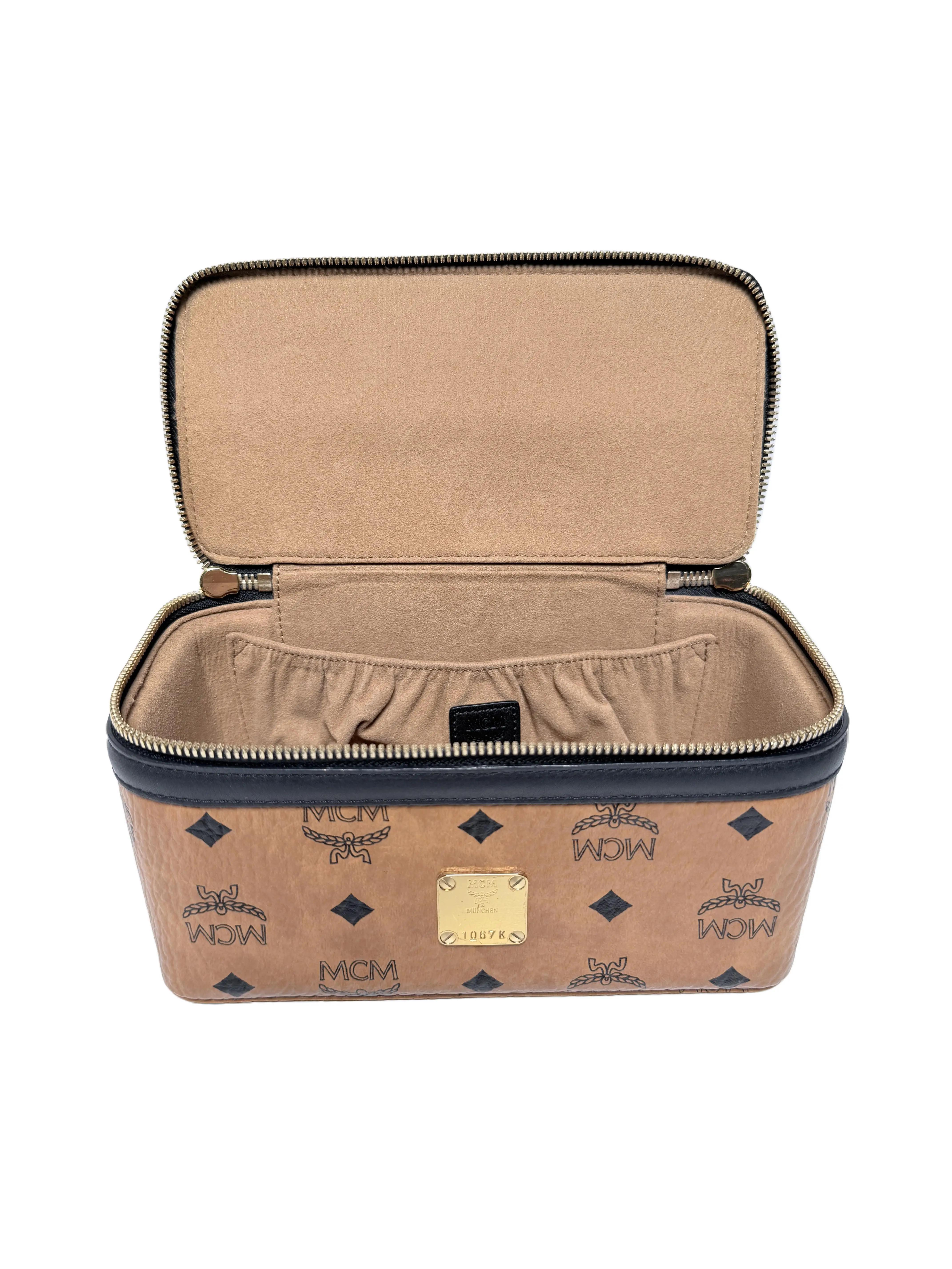 Authentic Visetos Original Rockstar Vanity Case Cognac Brown with Dust Bag JXMCM2