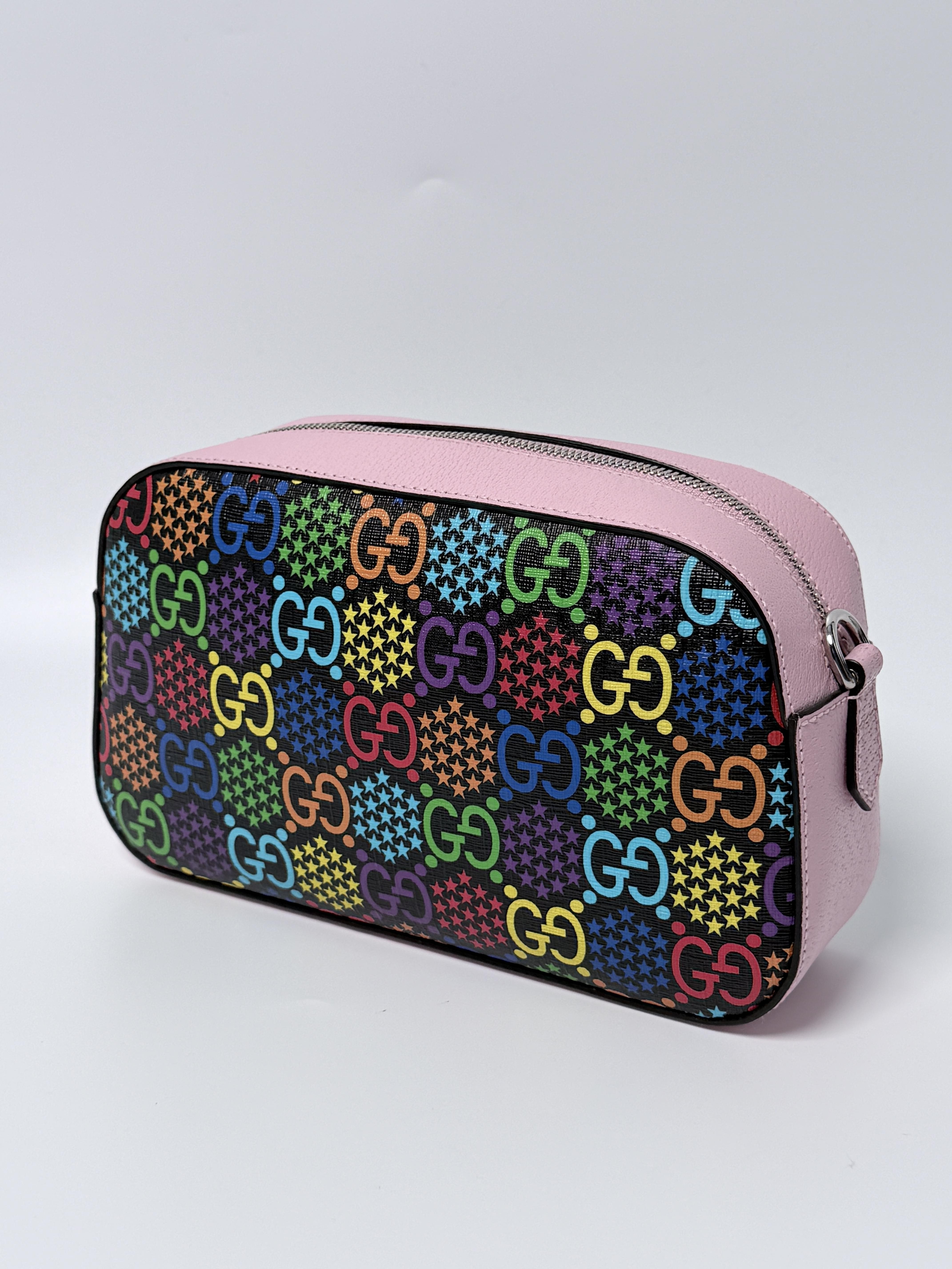 Pre-owned GUCCI GG leather Crossbody Bags Gucci Psychedelic GG Supreme Camera Crossbody Bag Multicolor ZS026GG