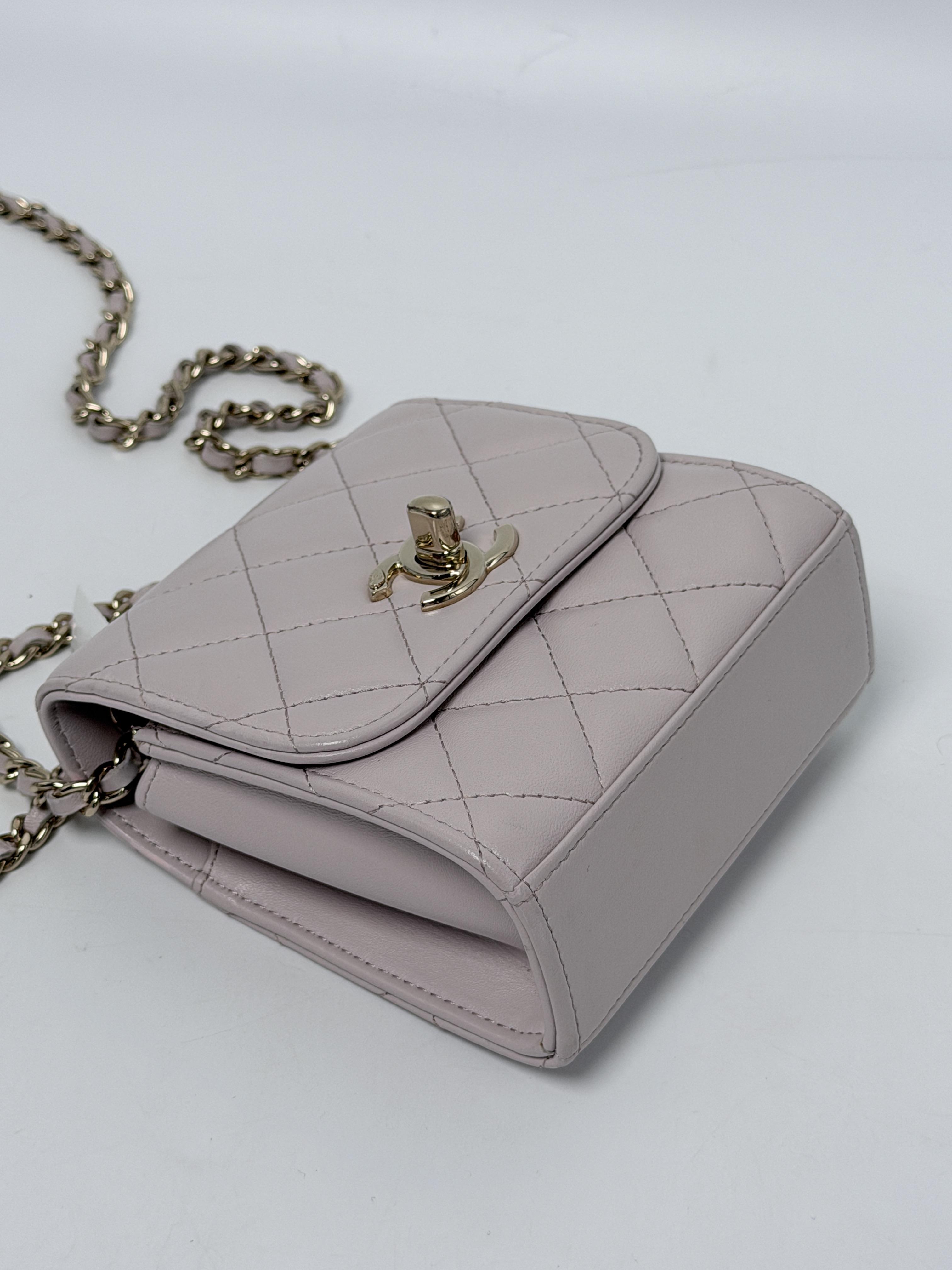 Lilas Lambskin Quilted Mini Trendy CC Clutch with Chain JA1286CC