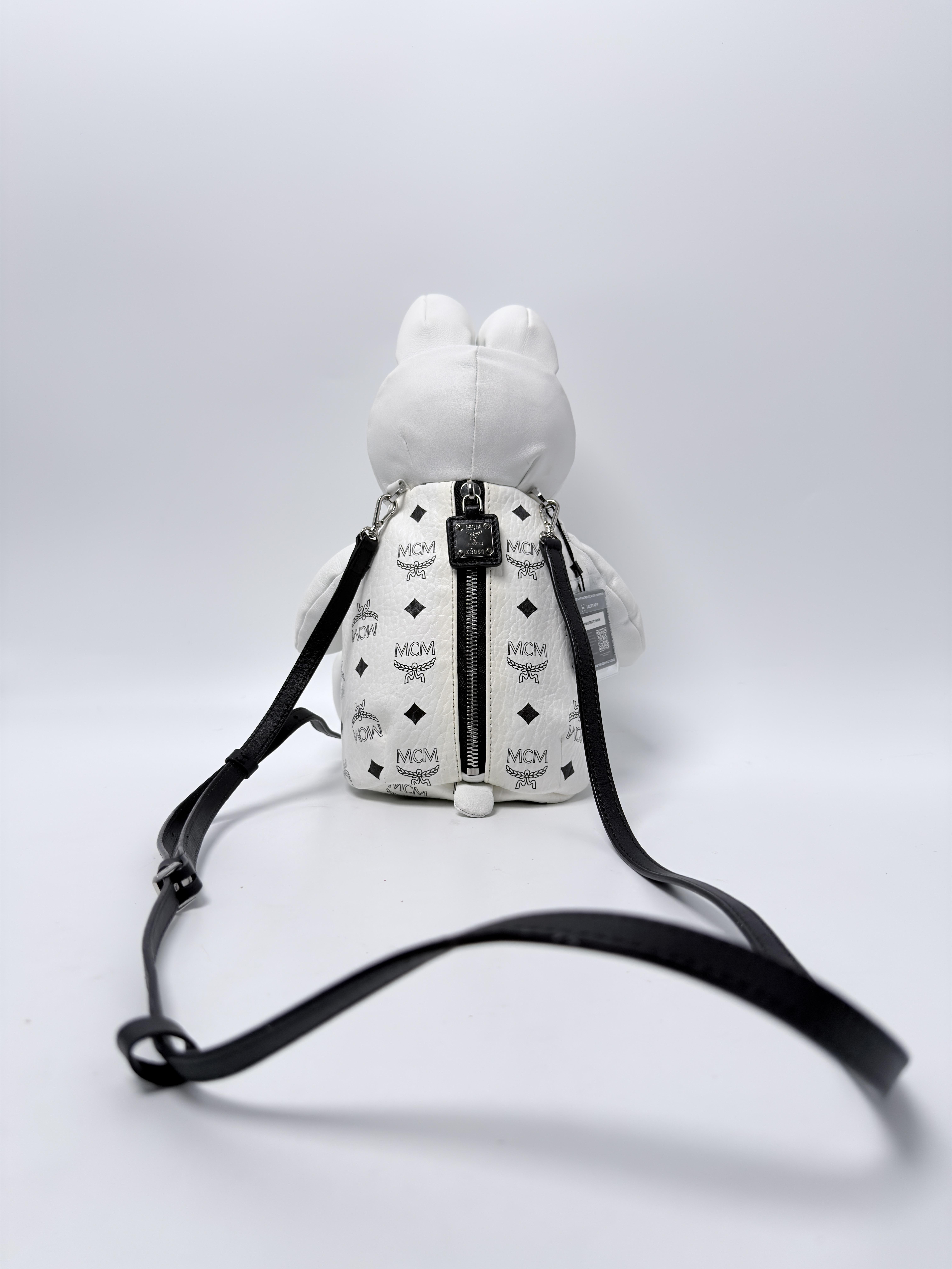 Zoo Rabbit Crossbody Bag White Black Visetos Shoulder Porch JD1624MCM