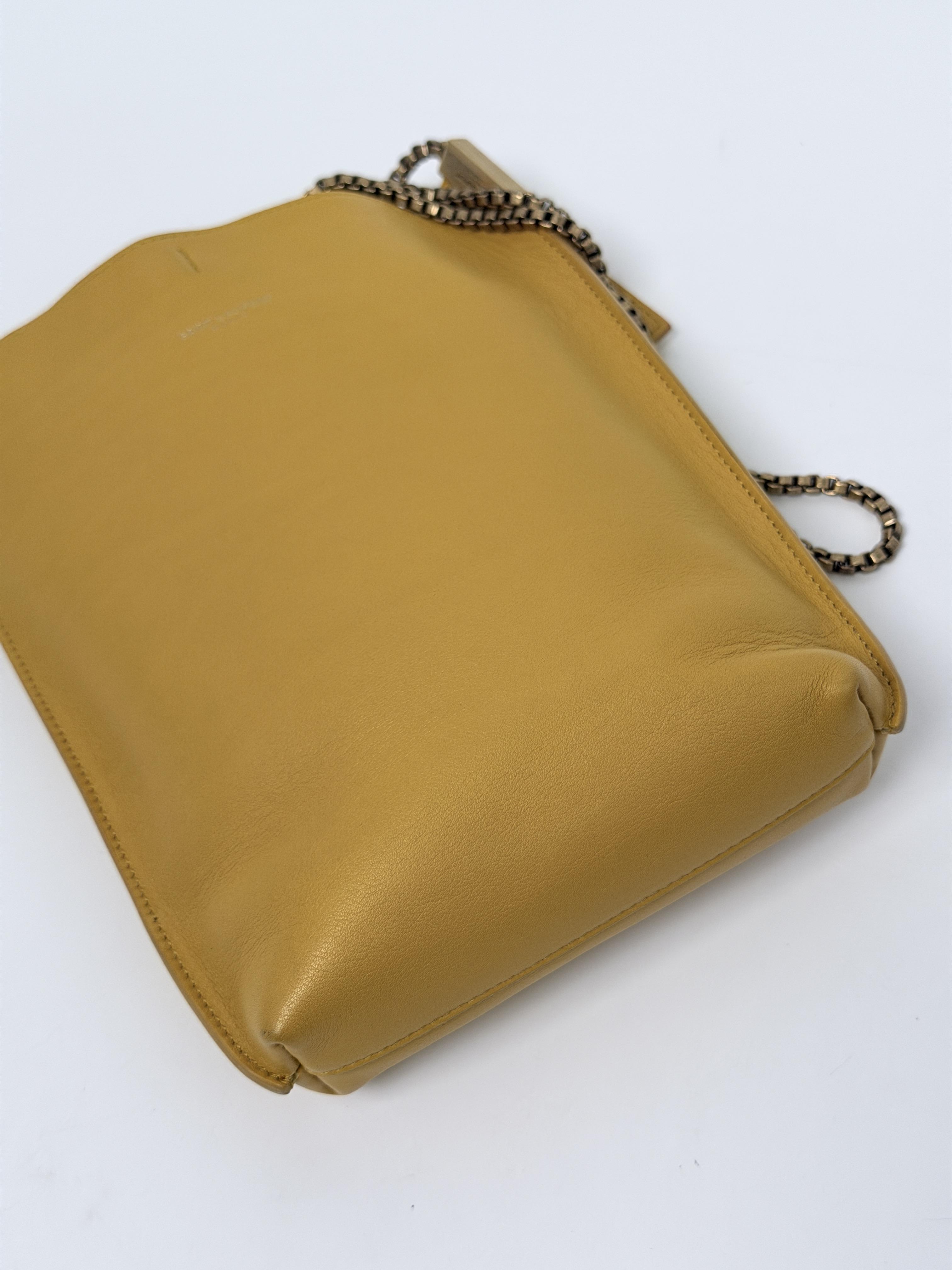 Saint Laurent Mini Suzanne Hobo Saffron Yellow Chain Strap Shoulder Bag JD1161Y