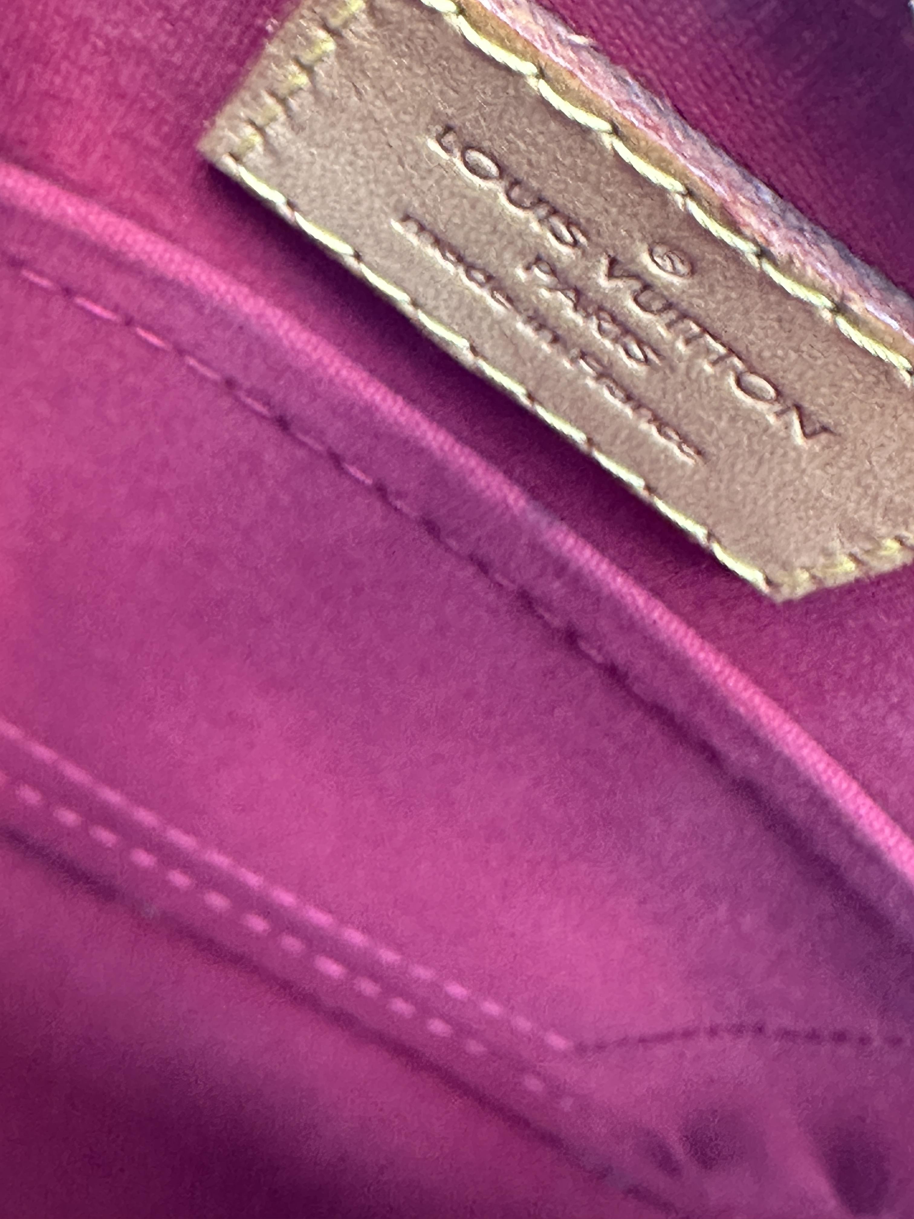 Pre-owned Louis Vuitton leather Shoulder Bags Monogram Vernis Alma BB Pomme dAmour Red Patent Crossbody Bag JC161LV