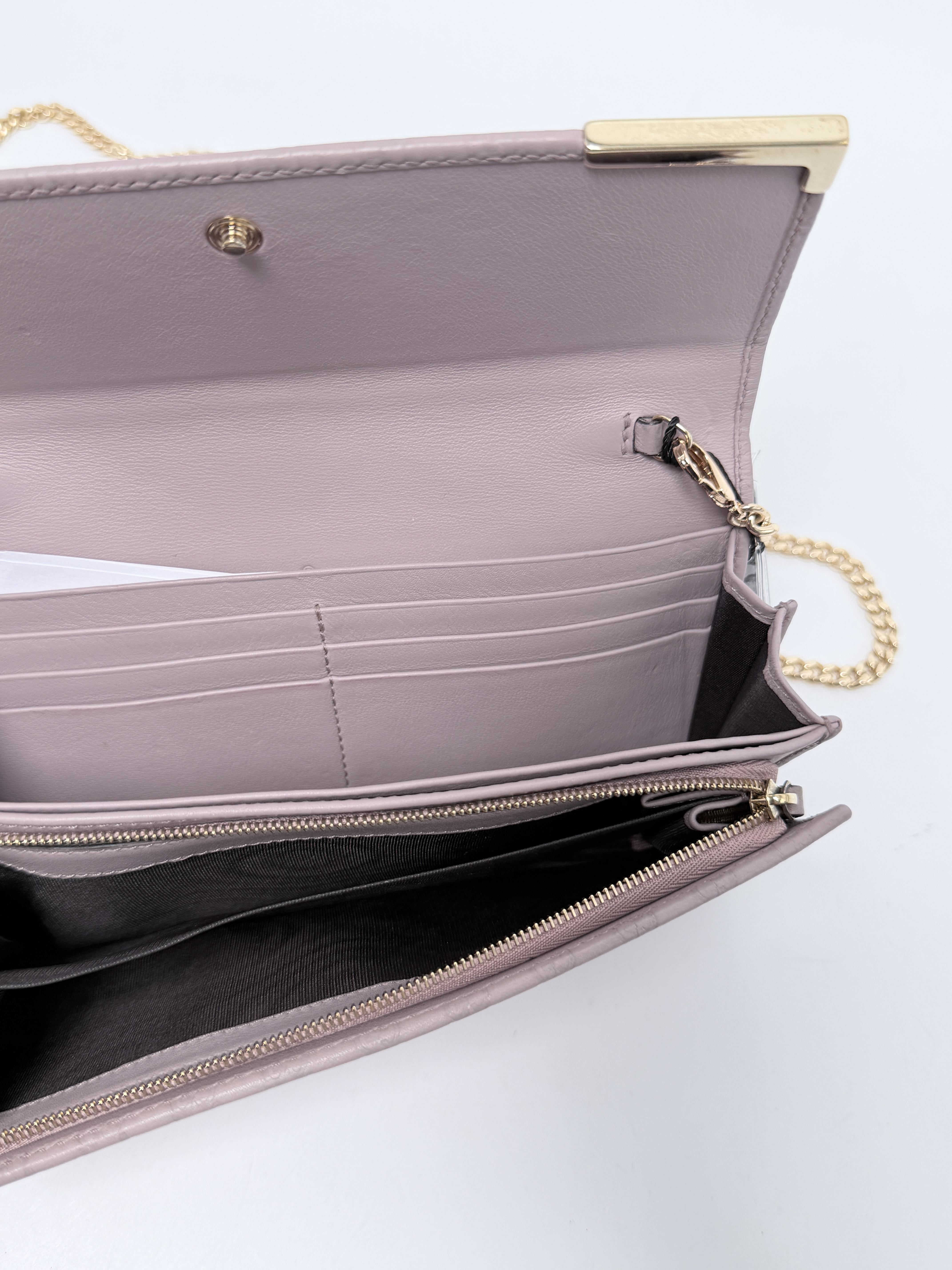 Microguccissima Metal Bar Continental Flap Wallet Mauve Lavender JD1284GG