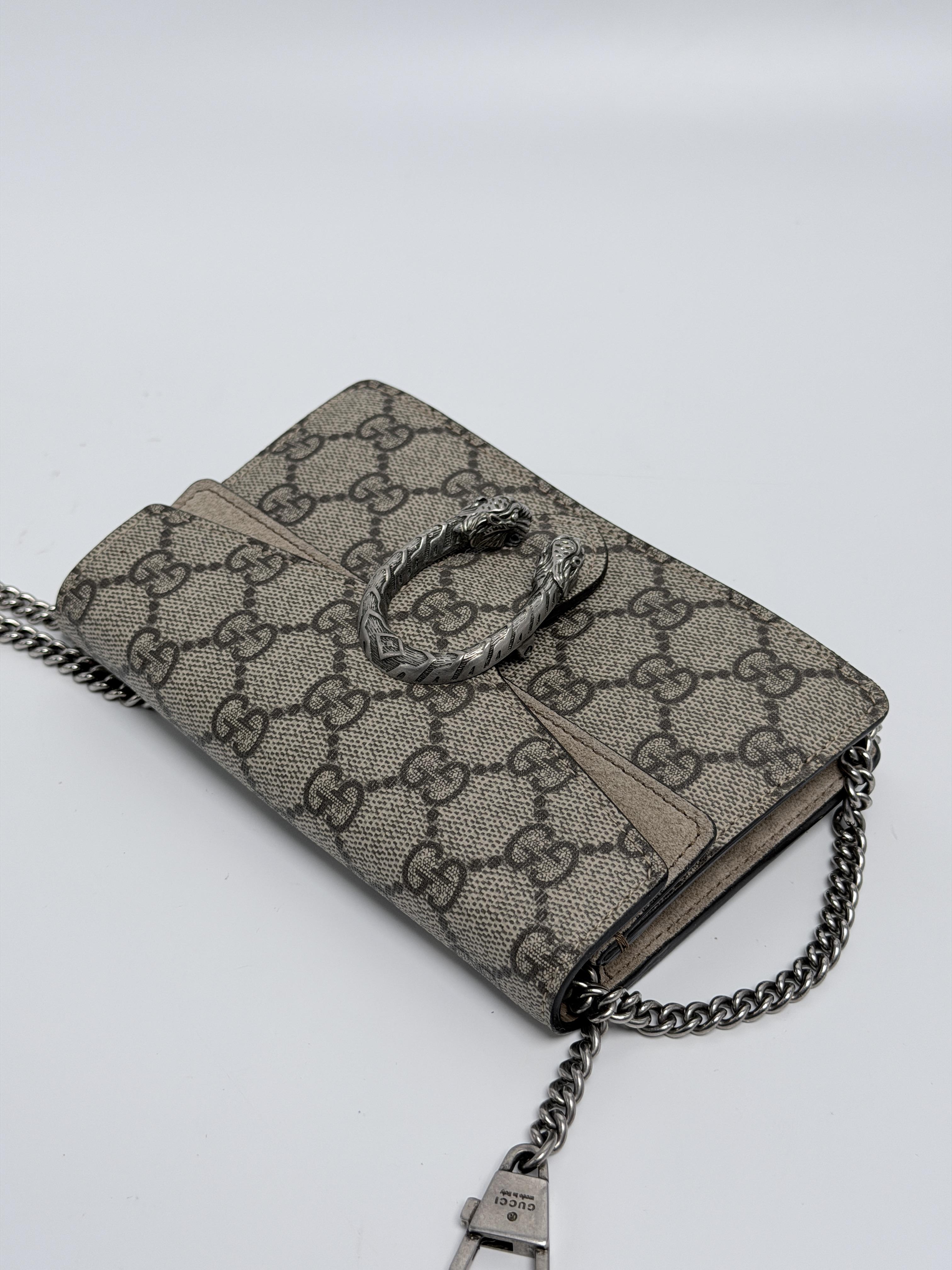 Pre-owned GUCCI Canvas Crossbody Bags GG Supreme Super Mini Dionysus Shoulder Clutch Crossbody Bag JD454GG