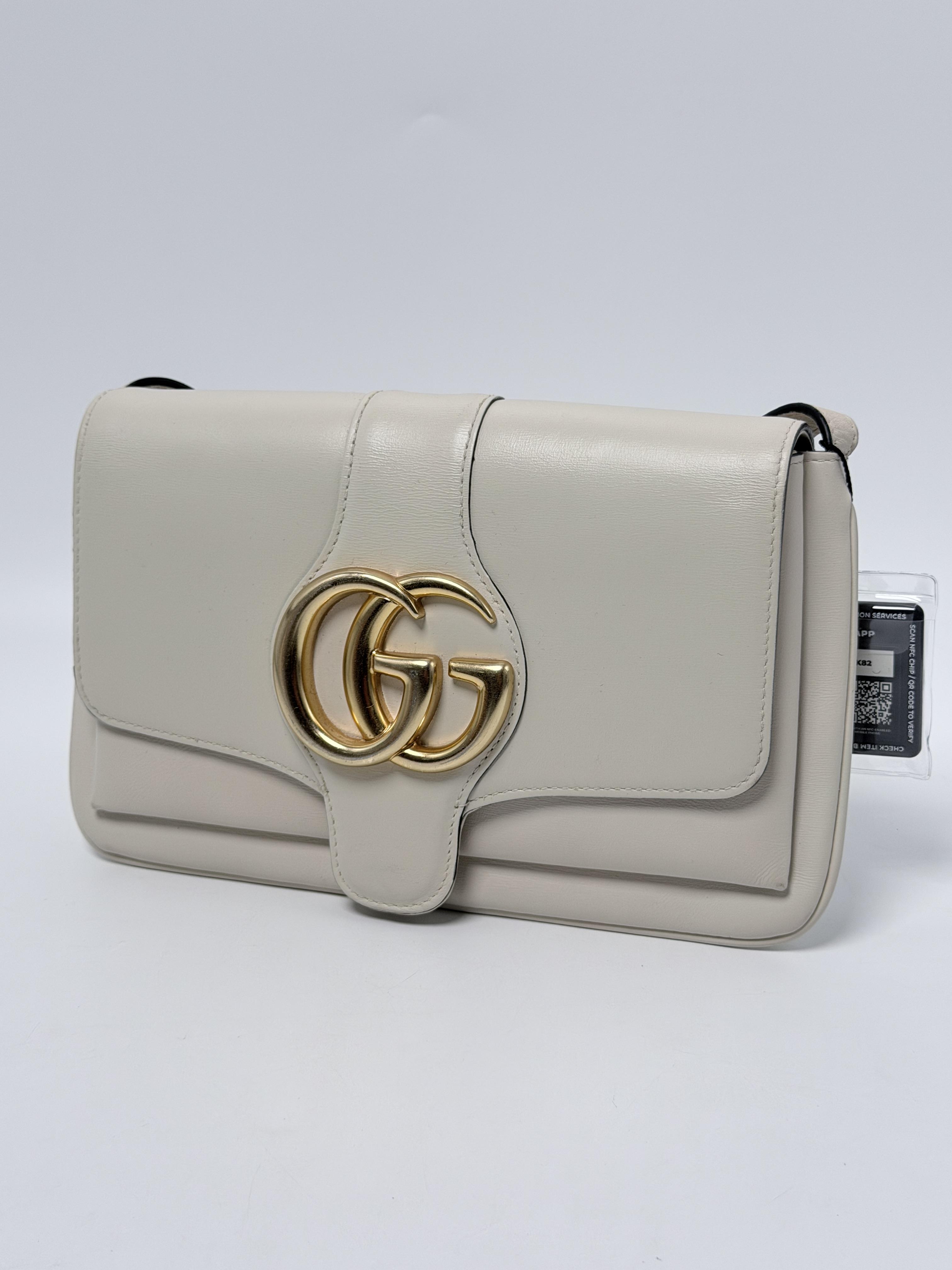 Arli White Calfskin Flap Crossbody Saddle Bag Gold Hardware FJ012GG