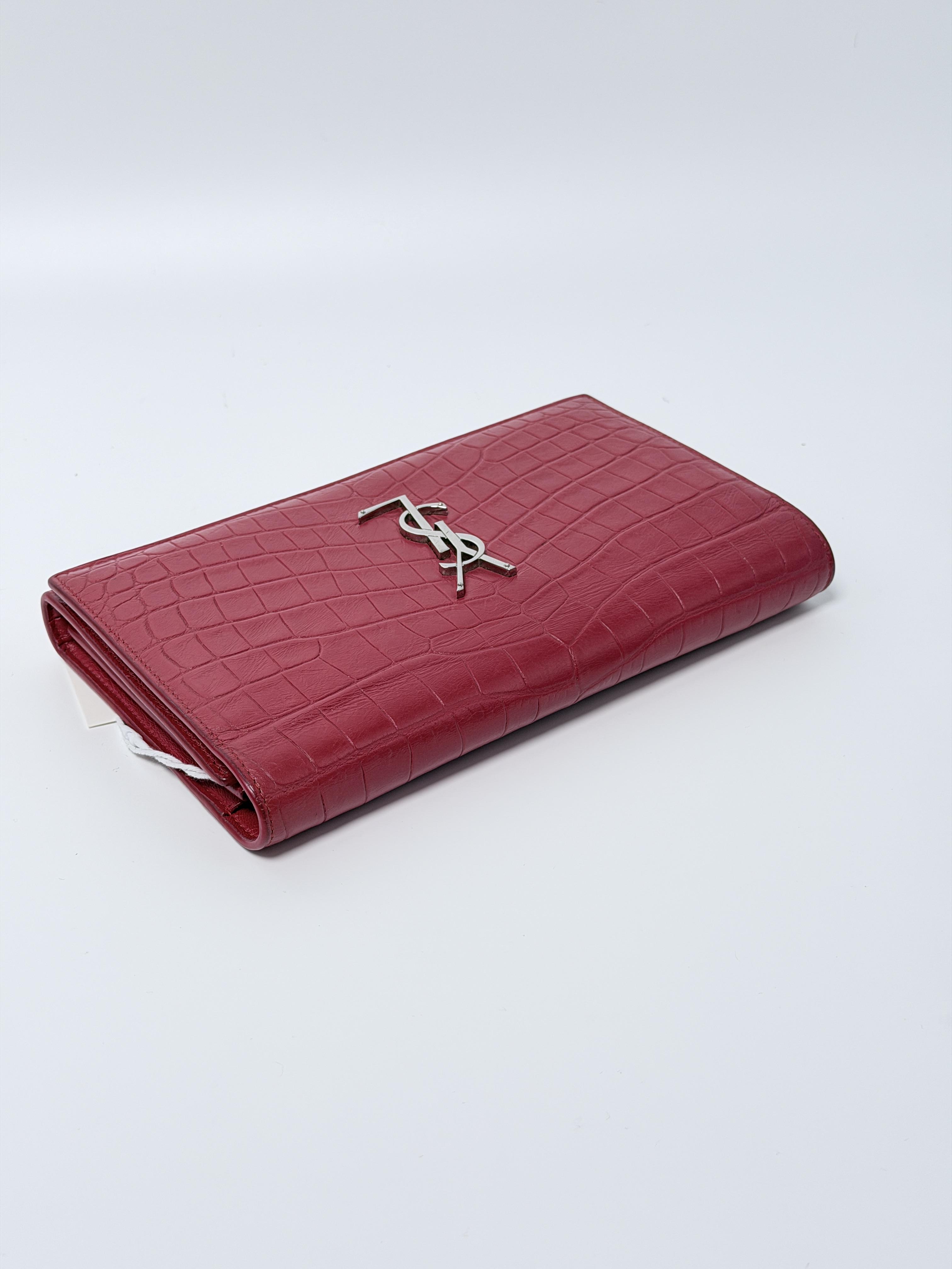Pre-owned Yves Saint Laurent Leather Crossbody Bags Saint Laurent YSL Crocodile Embossed Chain Wallet Shoulder Bag JX213YS