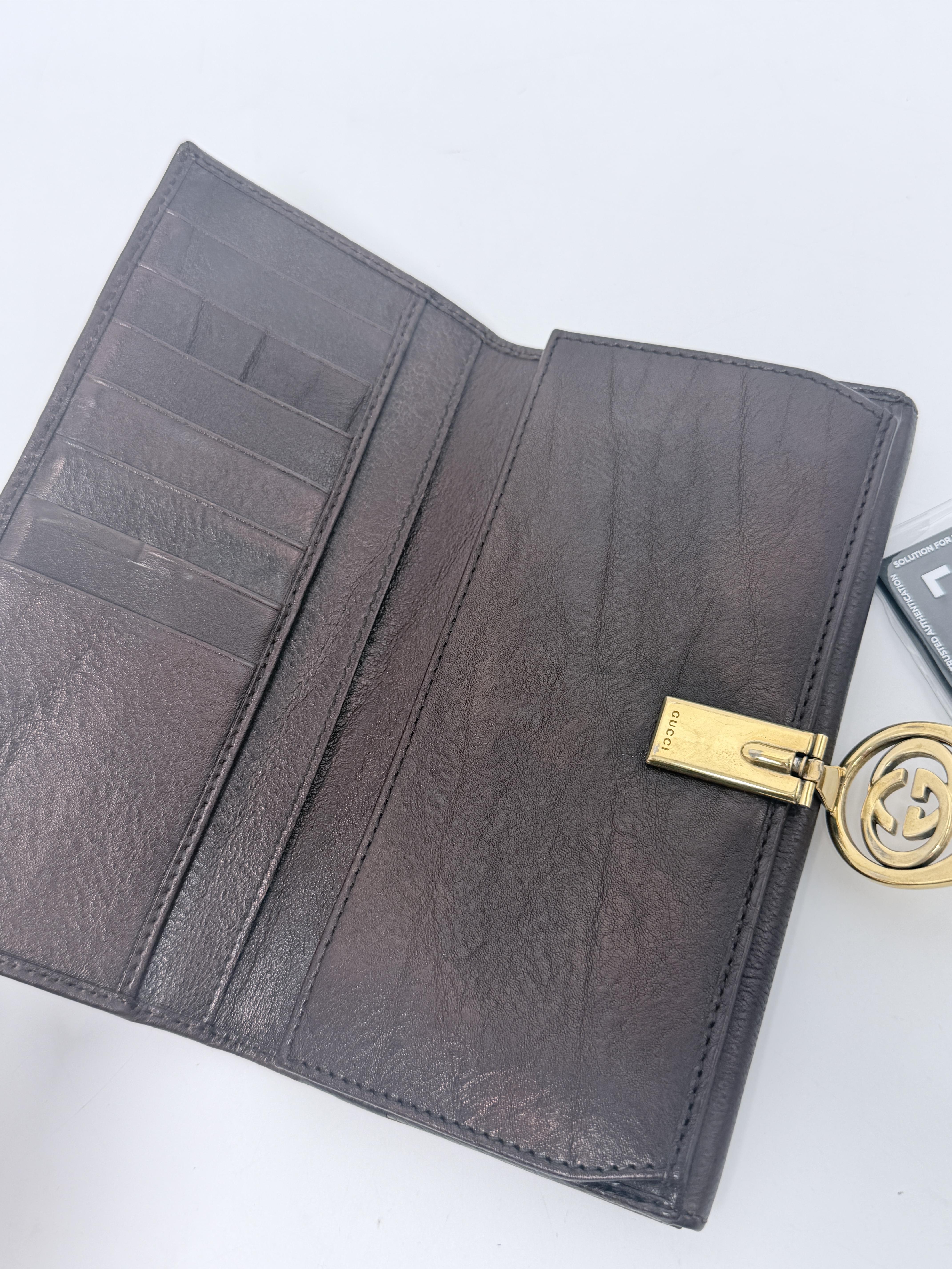 GG Monogram Leather Interlocking G Continental Long Wallet JD1420GG