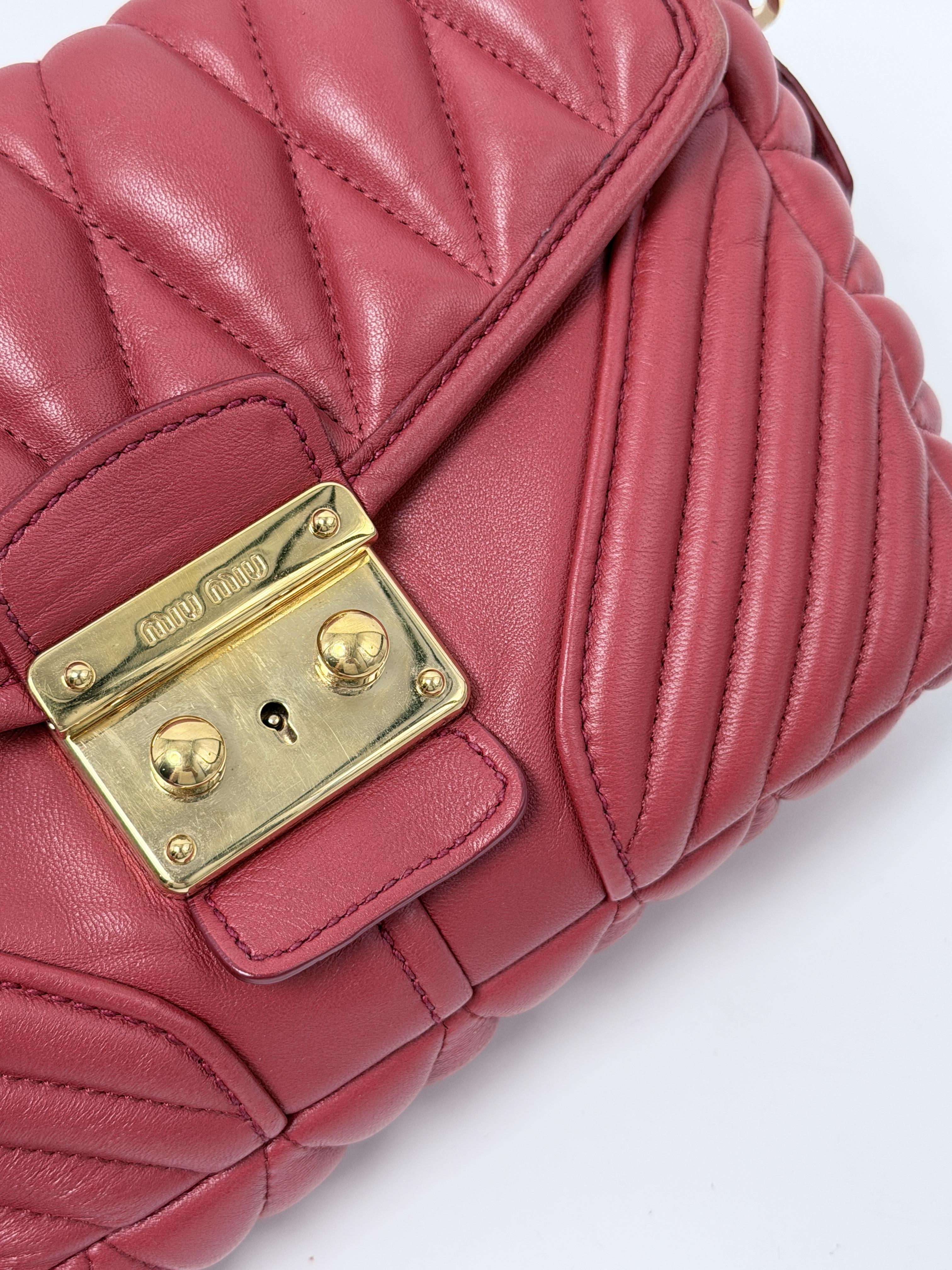 Rosso Red Nappa Biker Matelassé Flap Crossbody Shoulder Bag XU006MM