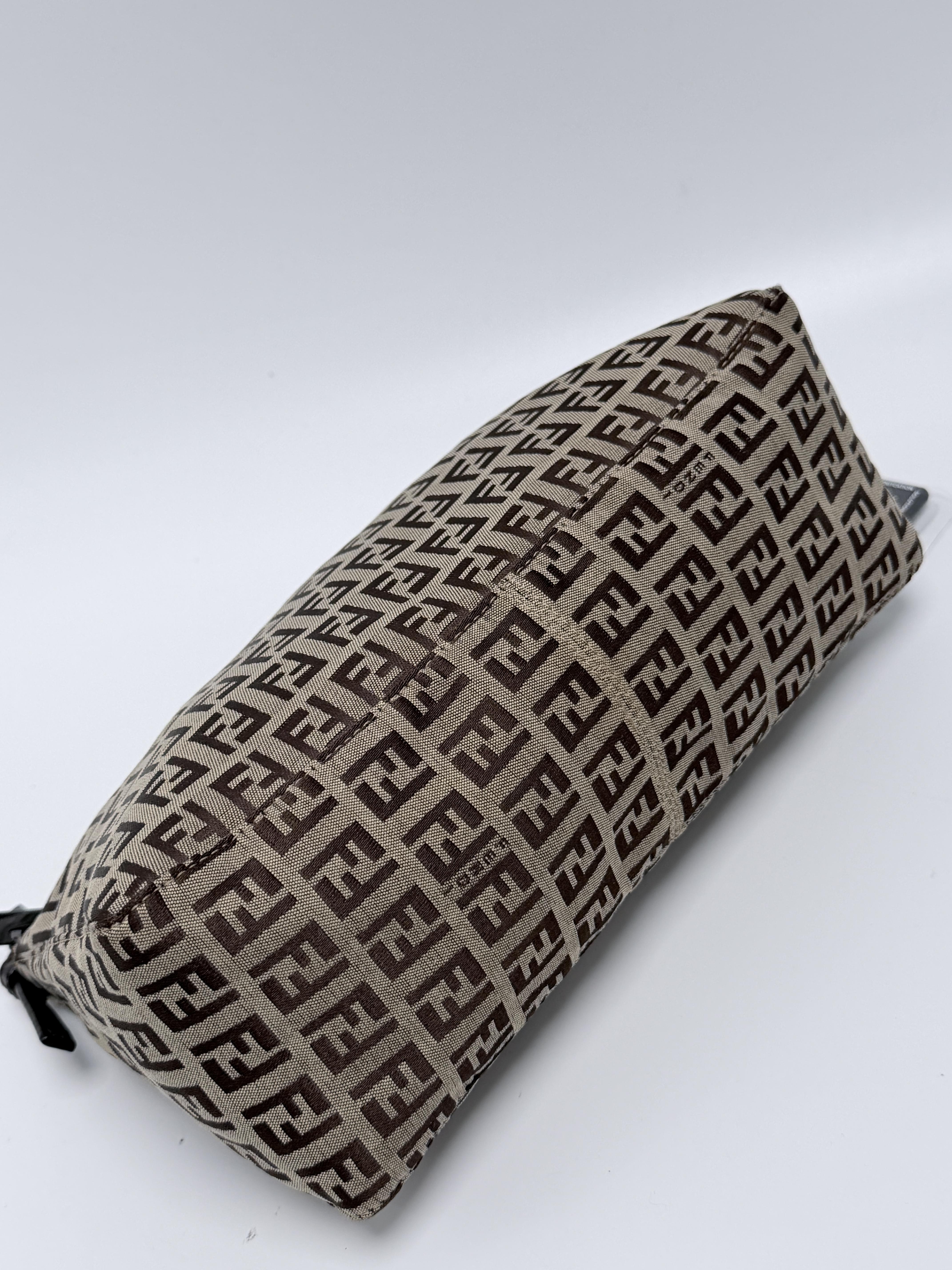 Pre-owned FENDI Canvas Shoulder Bags Vintage Zuka Pochette Shoulder Bag Hobo Handbag Brown SH381FD