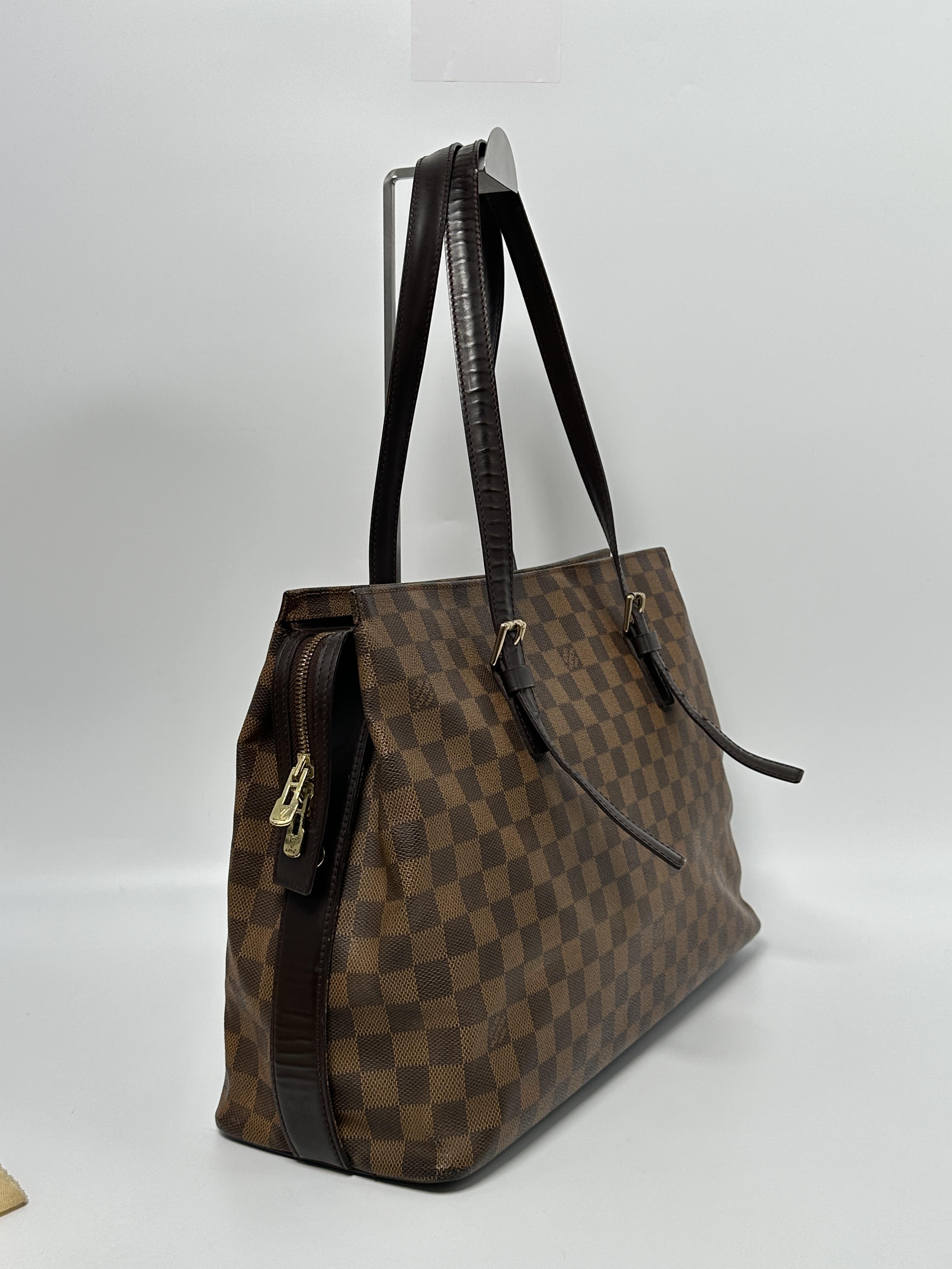 Pre-owned Louis Vuitton canvas Tote Bags Damier Ebene Chelsea Tote Shoulder Bag SH491LV