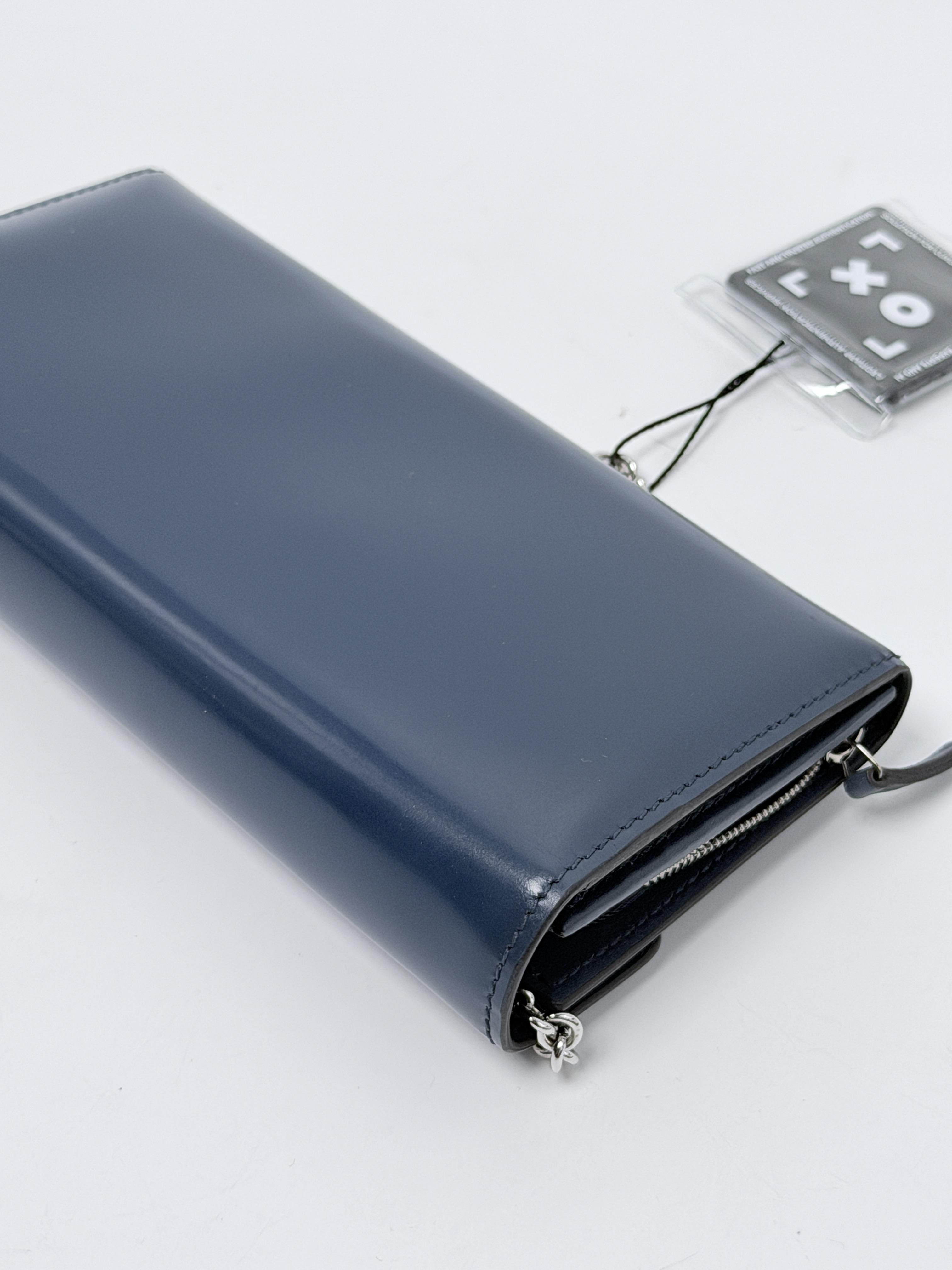 Denim Blue Long Flap Wallet with Detachable Chain Strap JD1138GG