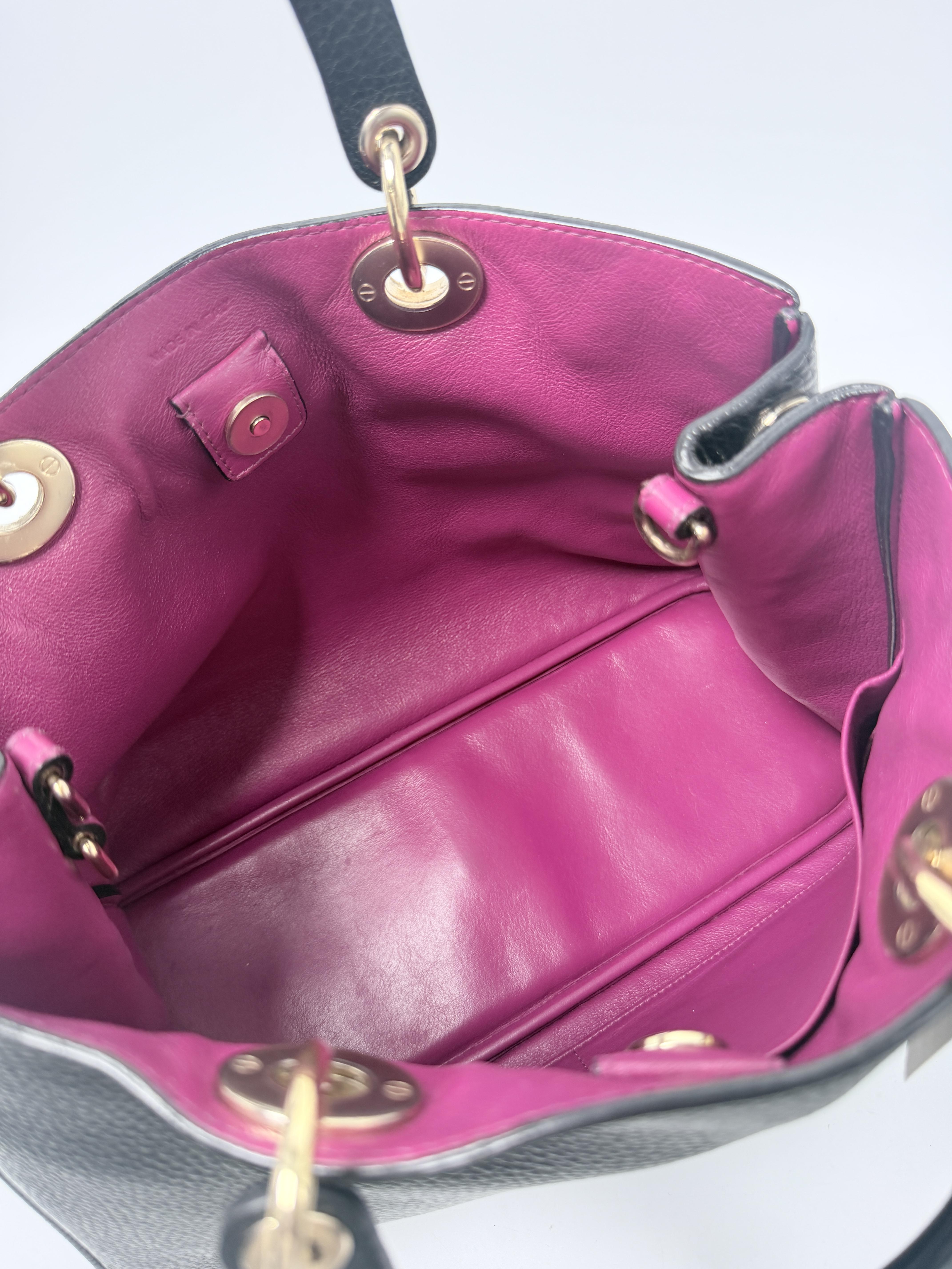 Diorissimo Tote Bag Black Grained Pink Crossbody Handbag ZS030CD