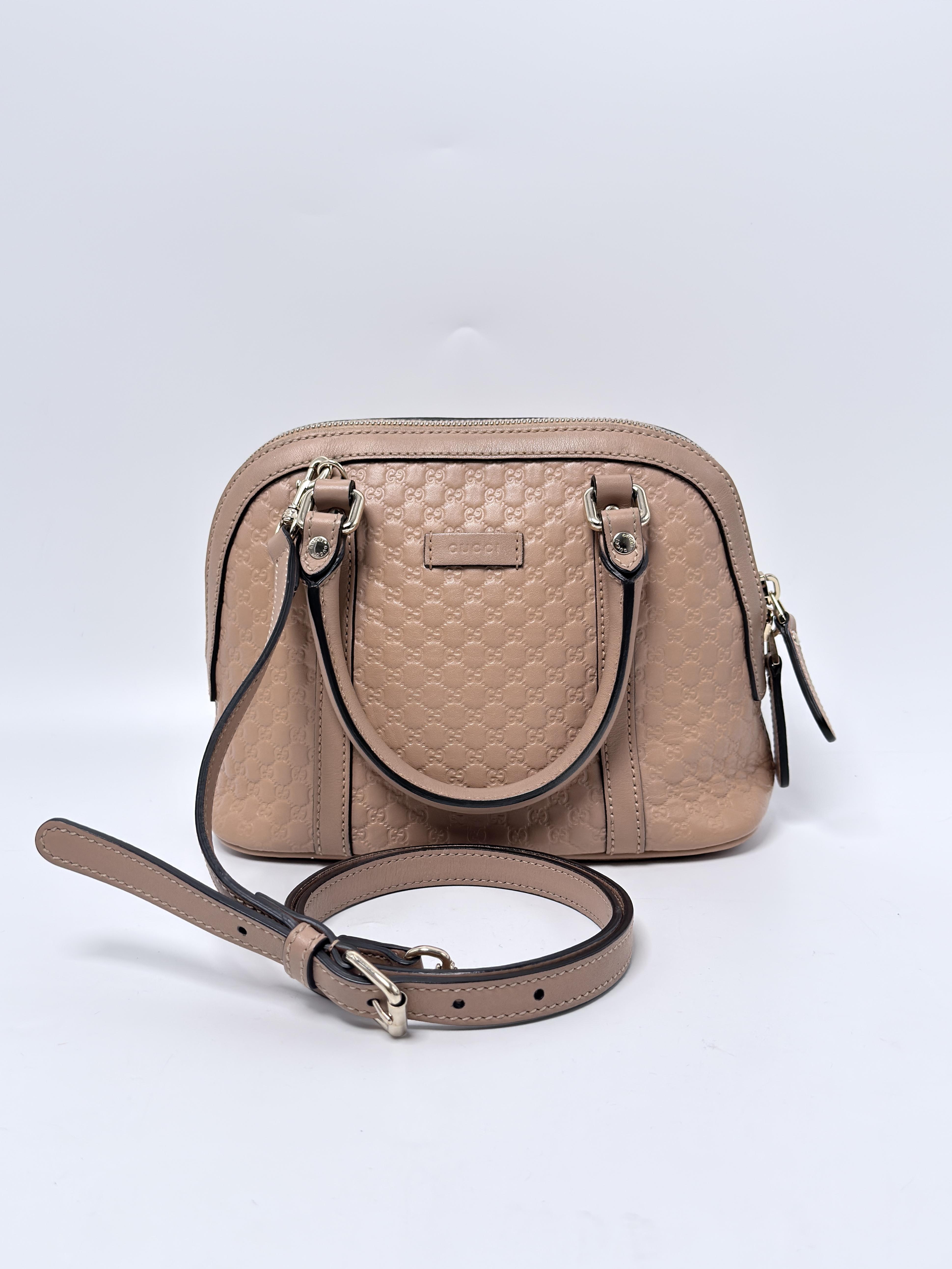 Microguccissima Mini Dome Bag Beige Crossbody Satchel Handbag ZS096GG