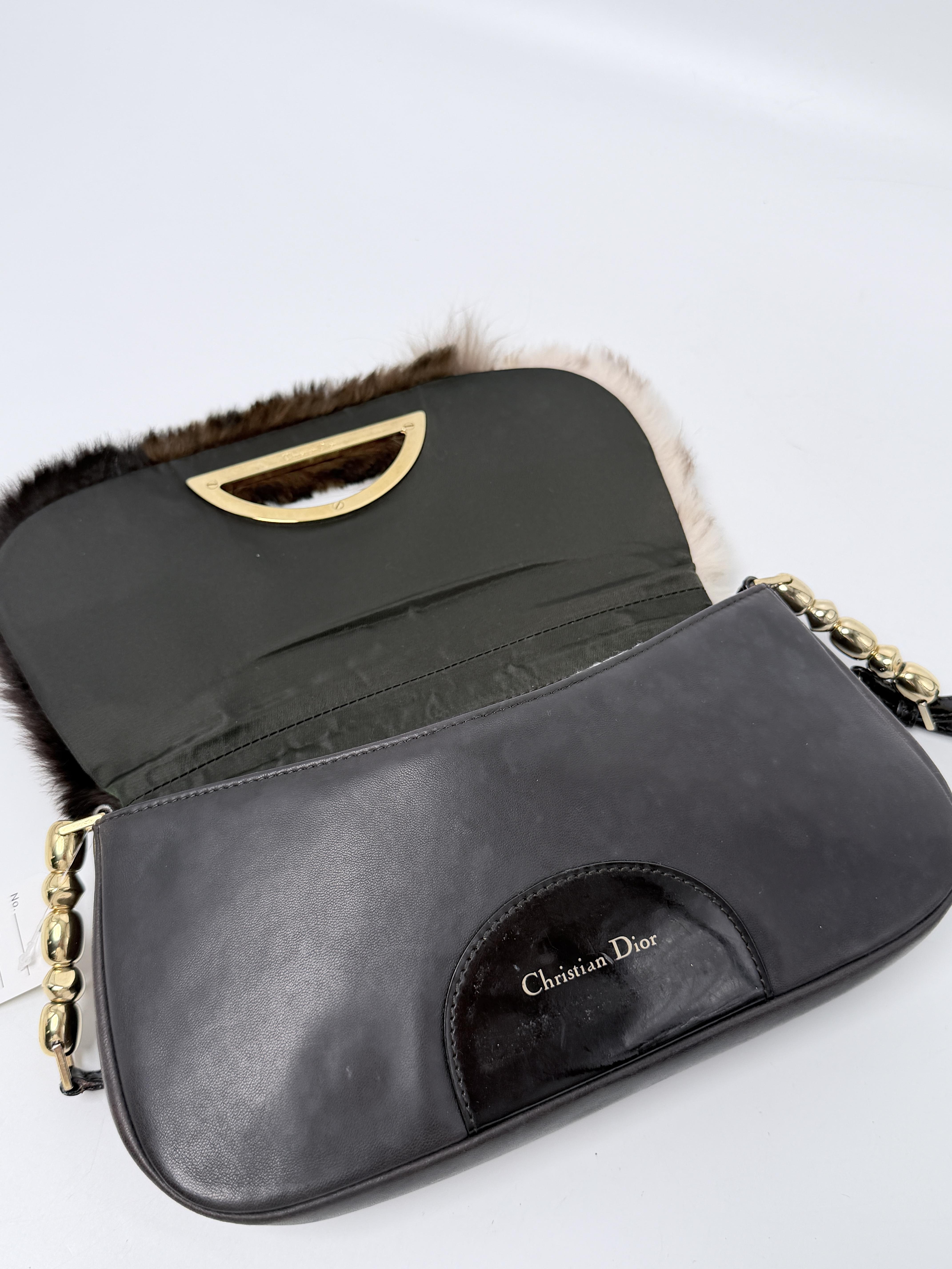 Christian Maris Pearl Multi Flap Shoulder Bag Brown Black XU007CD