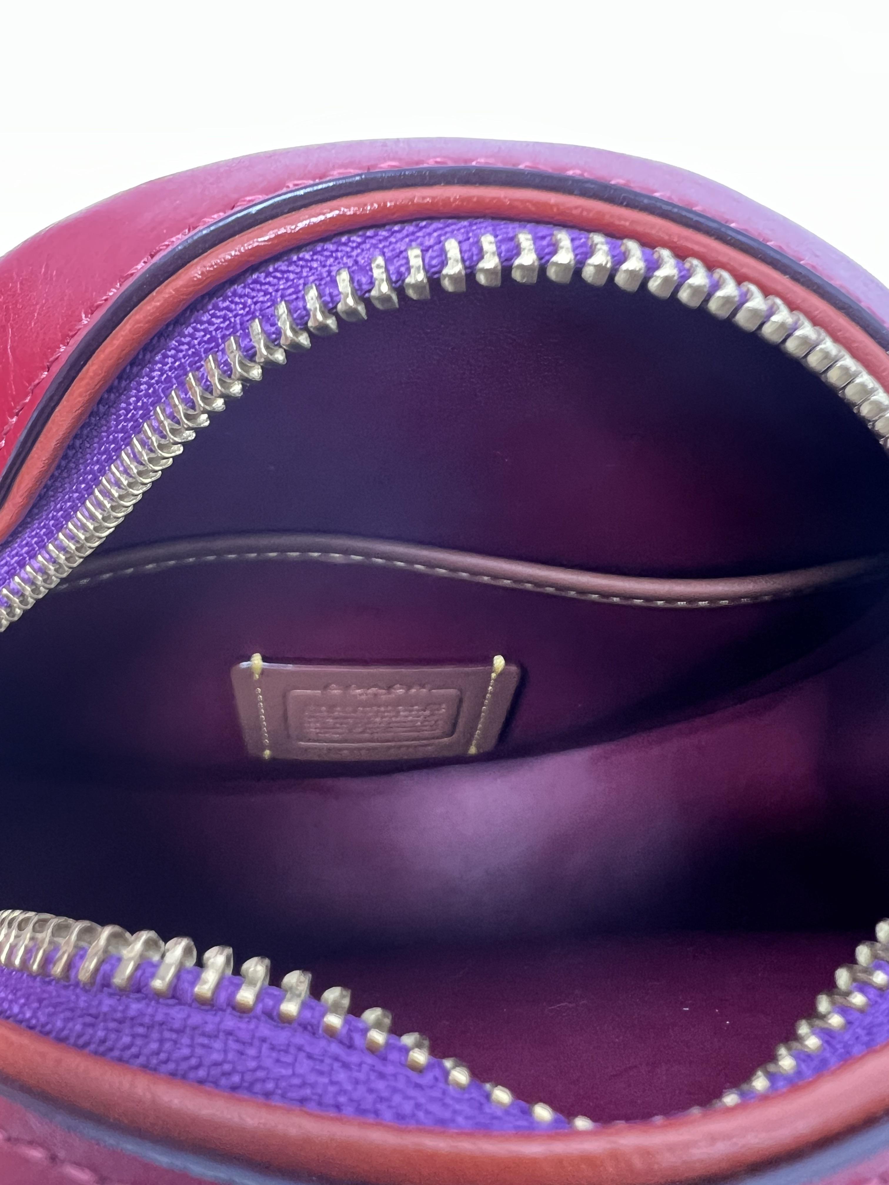 Signature Canteen Round Crossbody Bag Tan Red Leather Trim Logo Strap Gold Hardware JP001CA