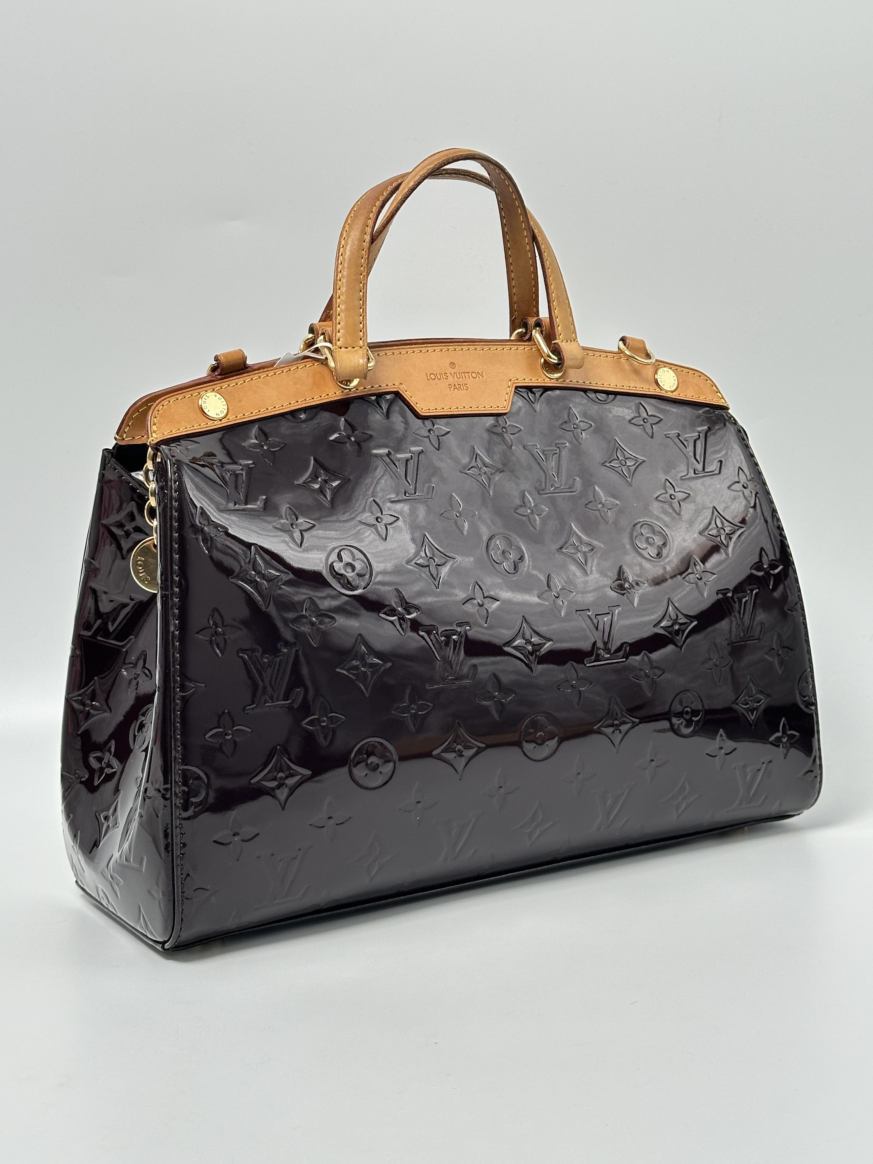 Brea MM Monogram Vernis Burgundy Top Handle Bag JA804LV