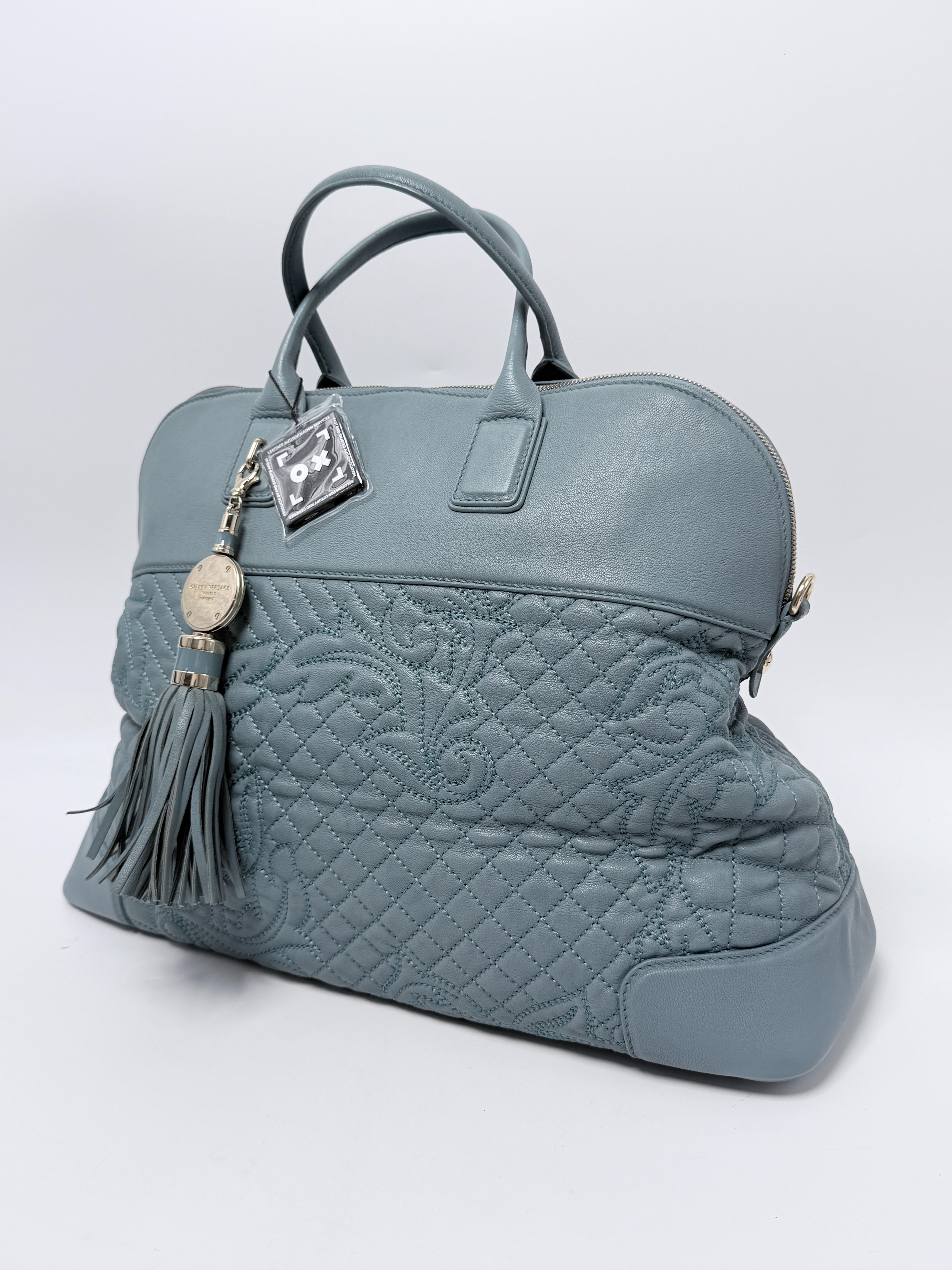 Medium Athena Barocco Quilted Vanitas Dome Satchel (Light Blue) JD1209VS