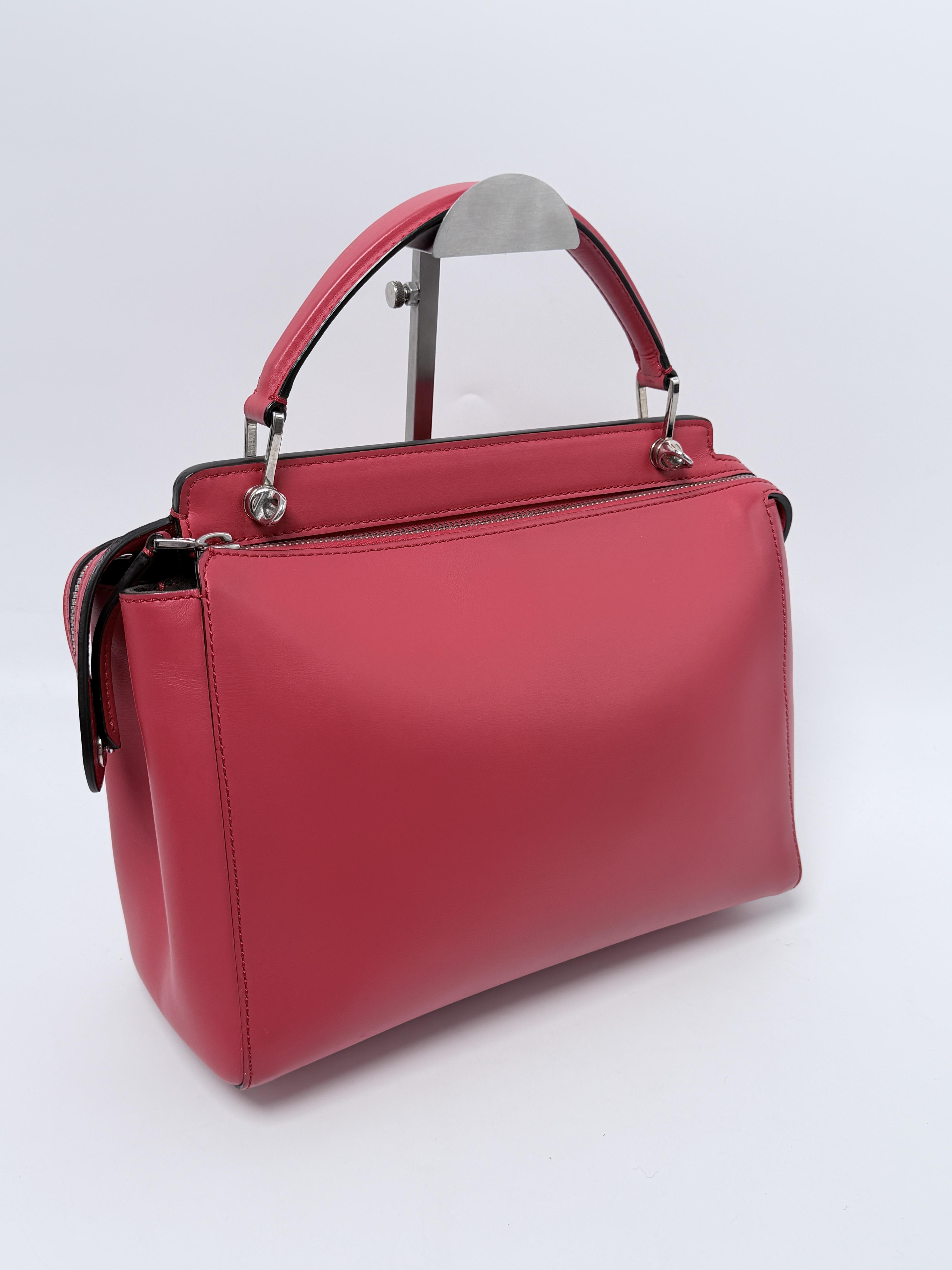 By The Way Medium Red Calfskin Leather Boston Shoulder Bag JD1025FD