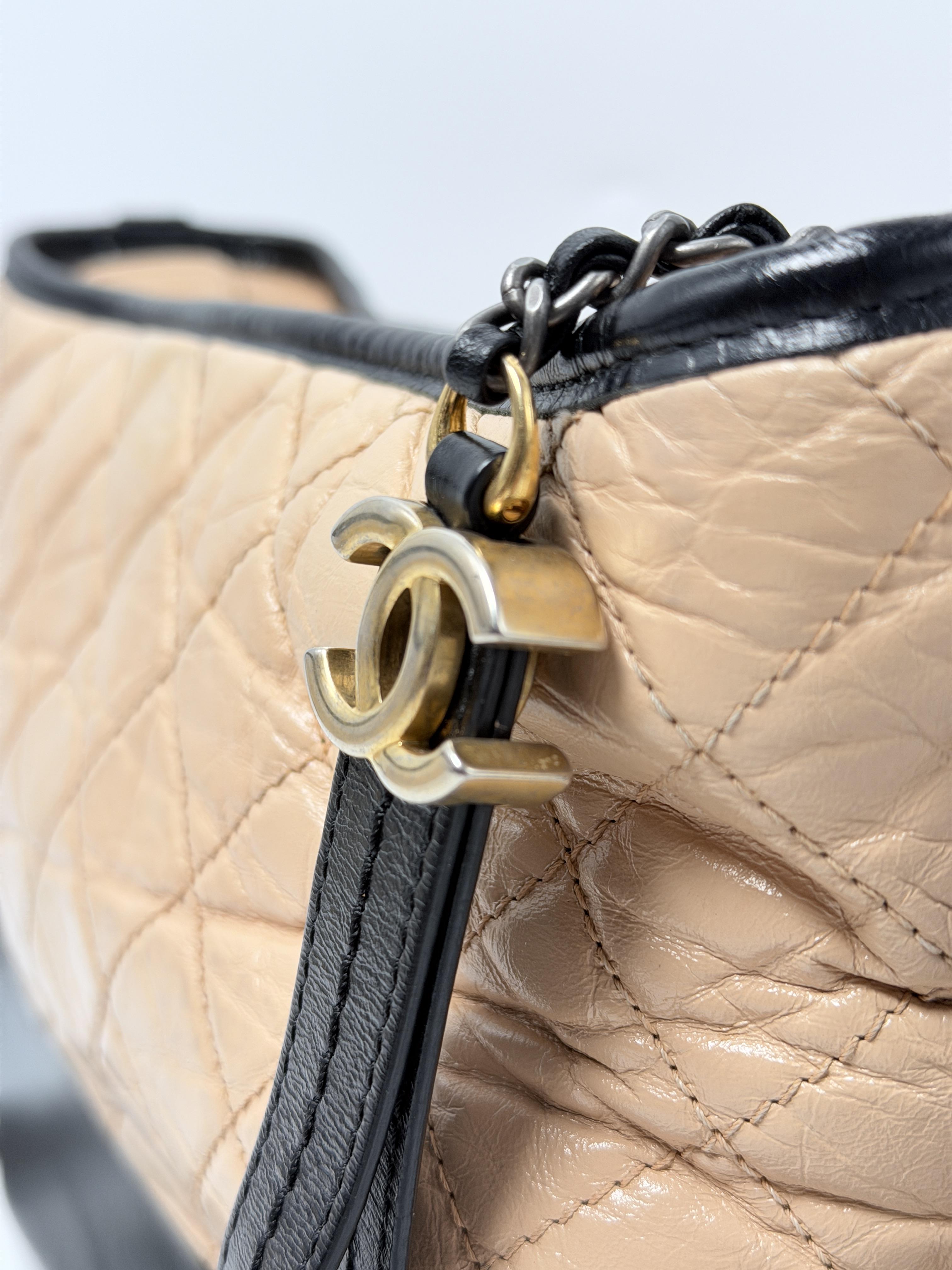 Gabrielle Medium Hobo Bag Beige Black Aged Crossbody Handbag JD1689CC