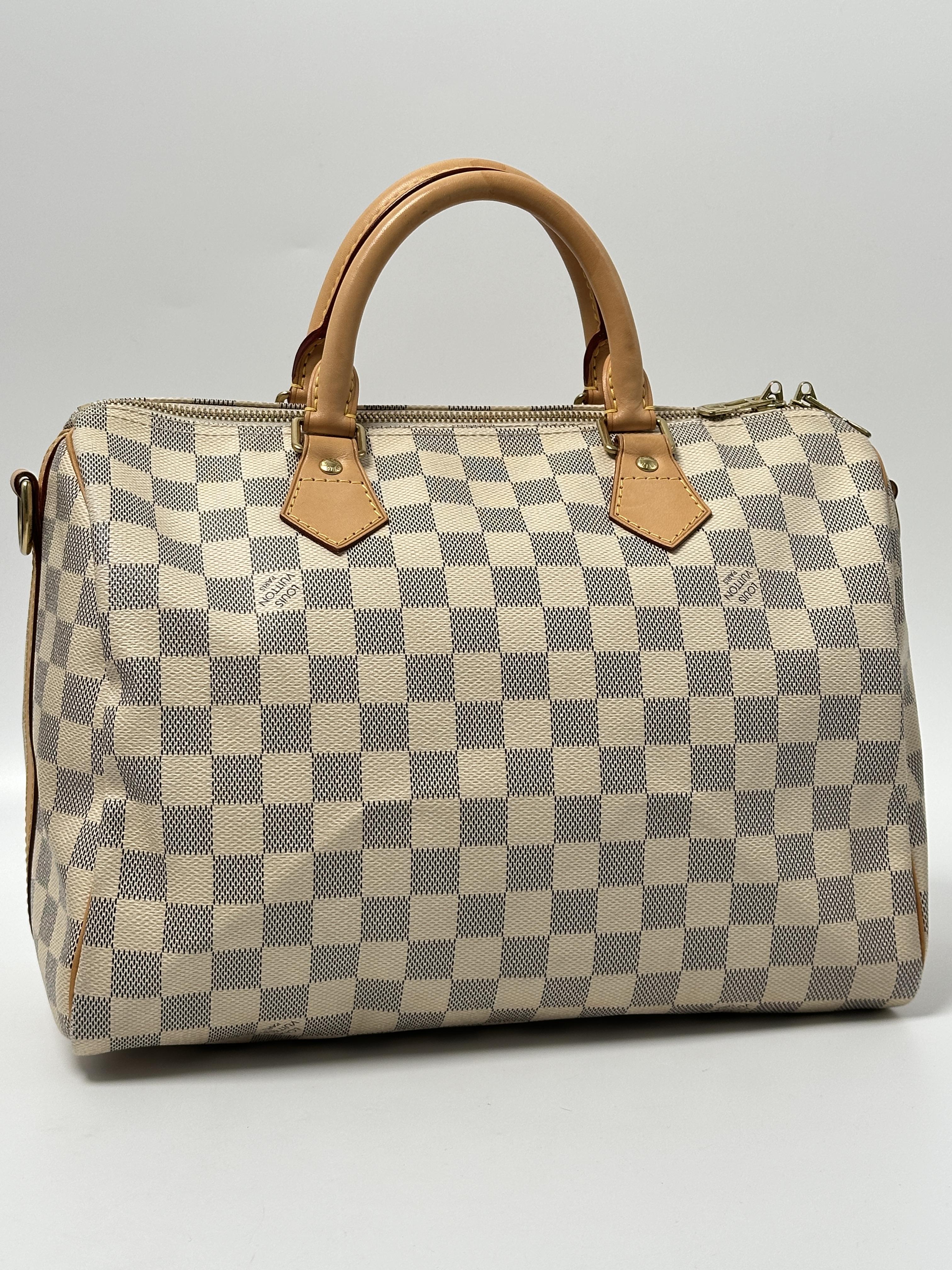 Speedy Bandoulière 30 in Damier Azur Canvas Shoulder Bag Top Handle Handbag XU029LV