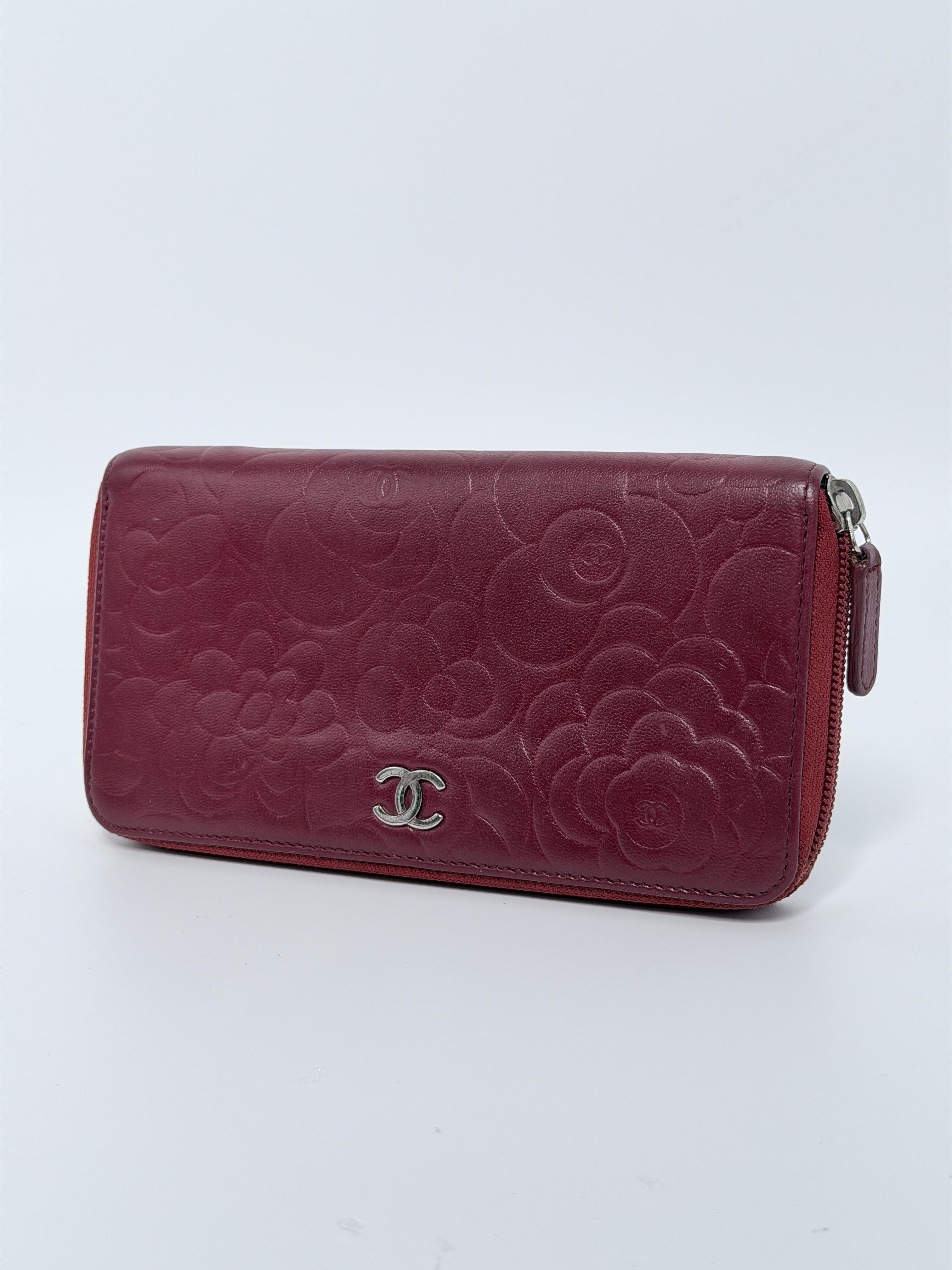 Burgundy Camellia Embossed Lambskin JD134CC