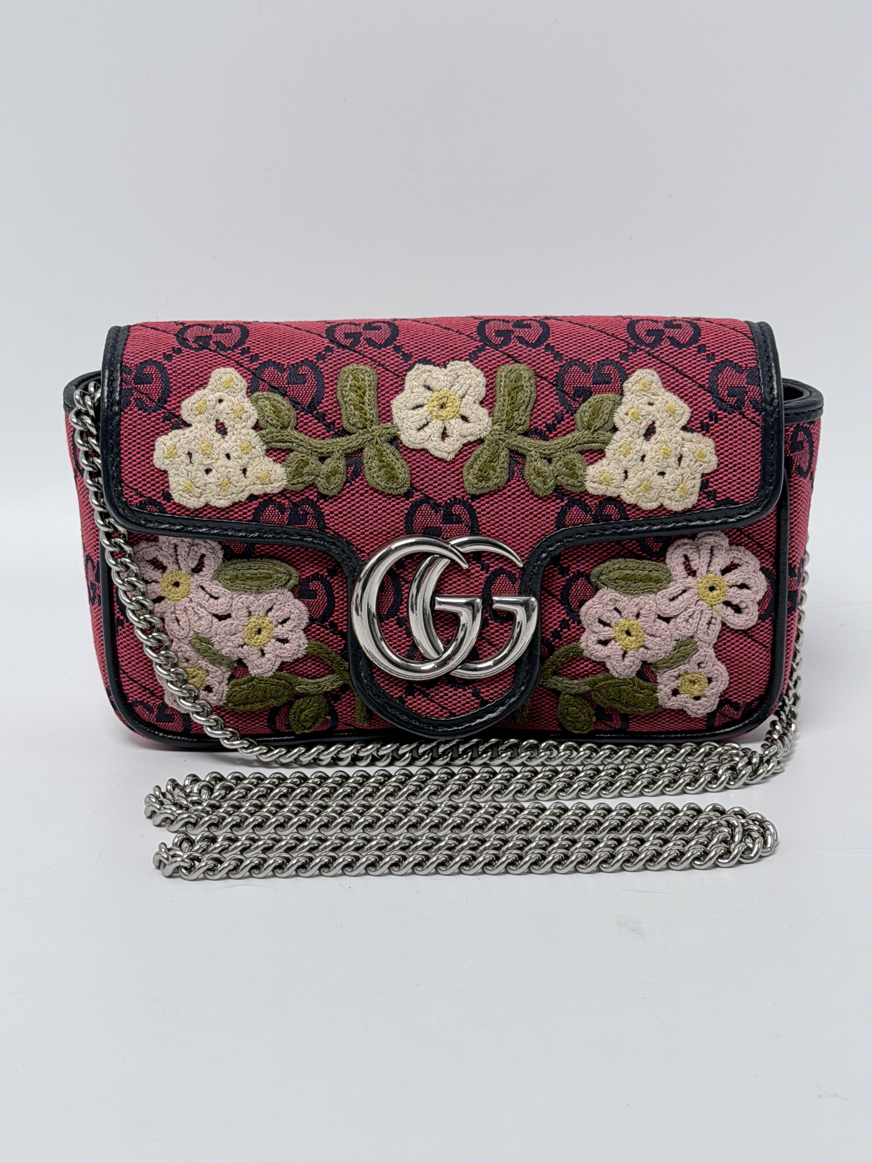 GG Marmont Multicolour Floral Embroidered Super Mini Bag JD1695GG