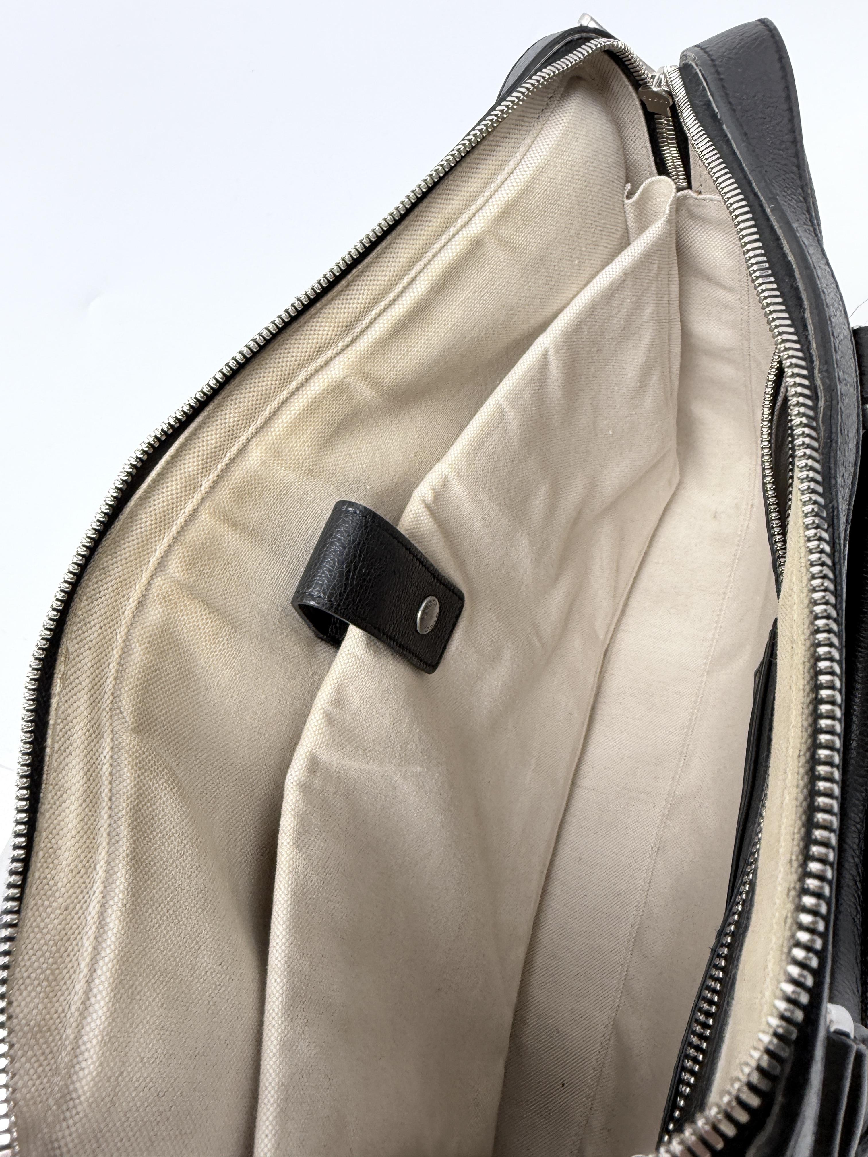 Black Matte Web Trademark Medium Briefcase Laptop Bag JP002GG