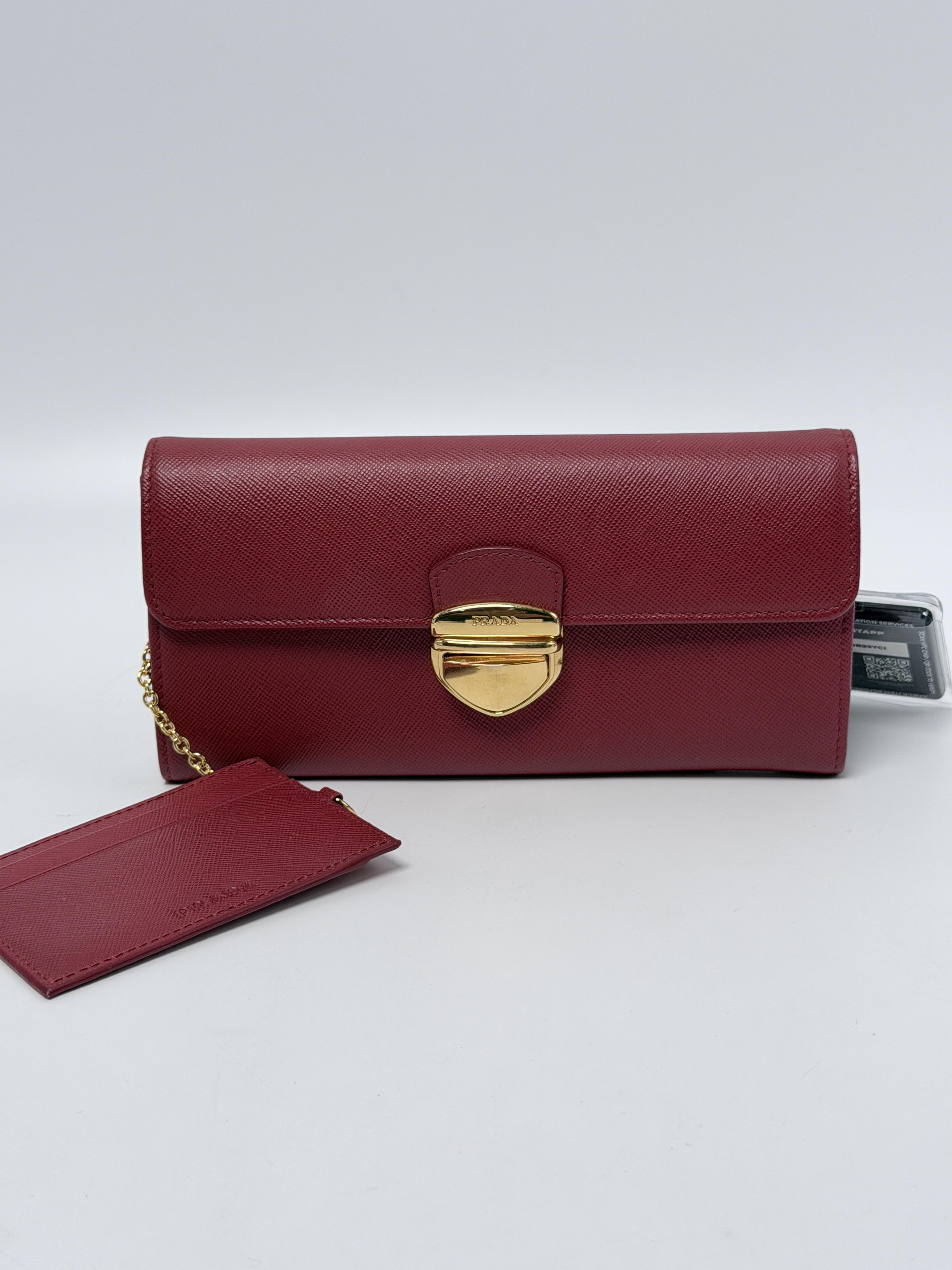 Saffiano Tuc Pushlock Continental Wallet with Extractable Passcase Card Holder Red JD1272PR