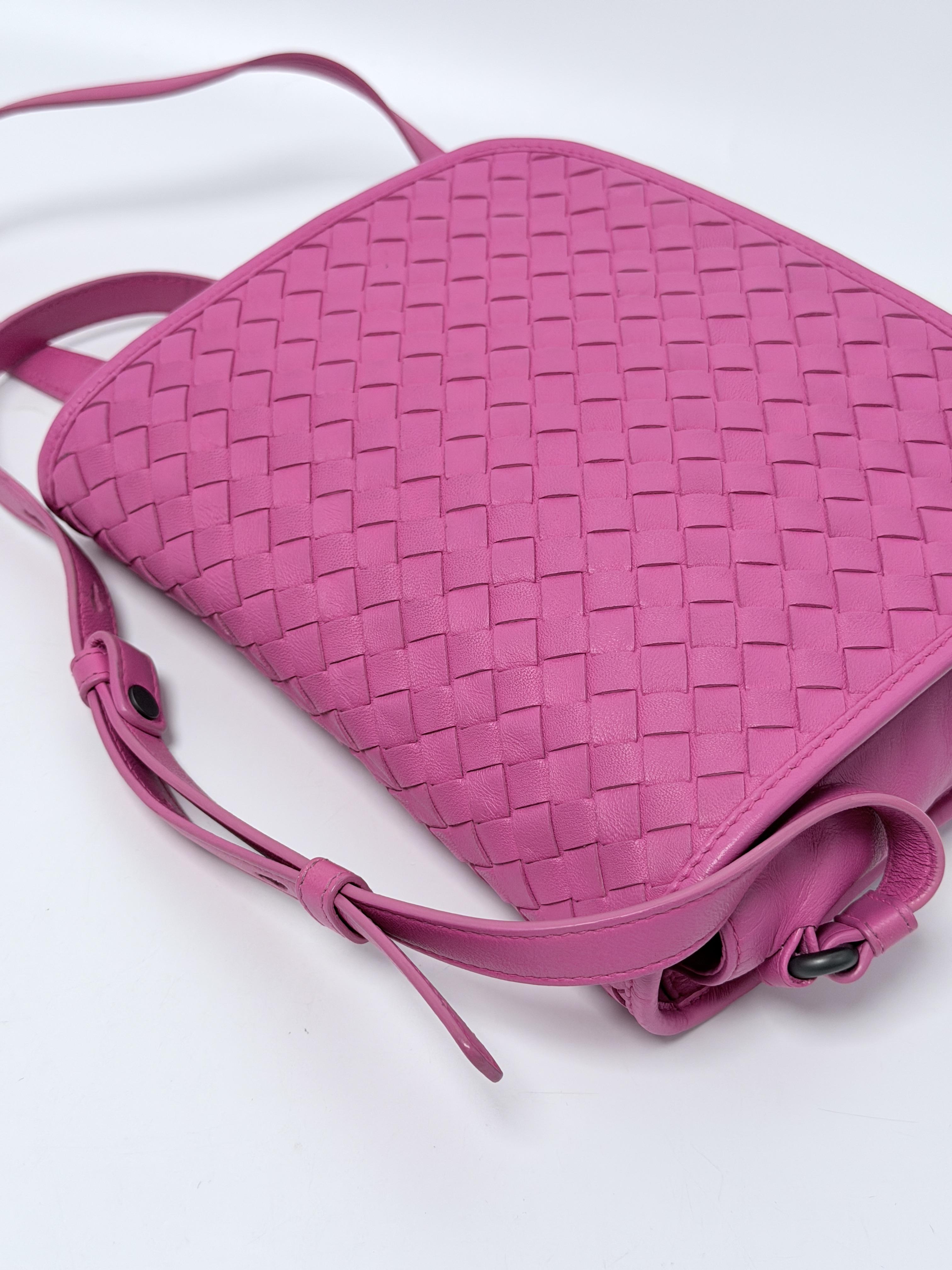 Pre-owned BOTTEGA VENETA leather Crossbody bags Intrecciato Flap Bag Nappa Crossbody Shoulder Purse Pink JD1090BV