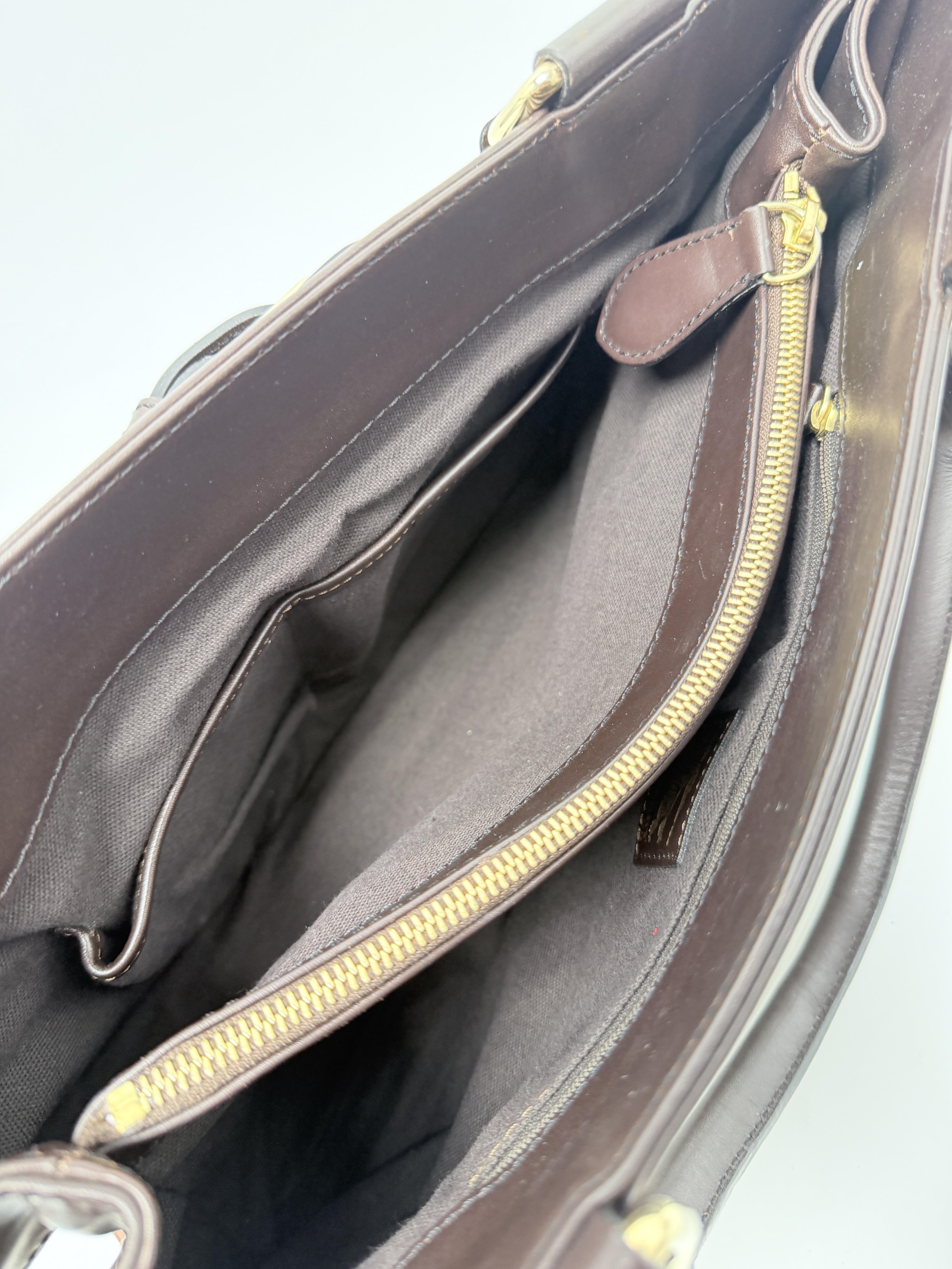 Haymarket Check Satchel Bag Dark Brown Vintage Tote Handbag JA1321BR