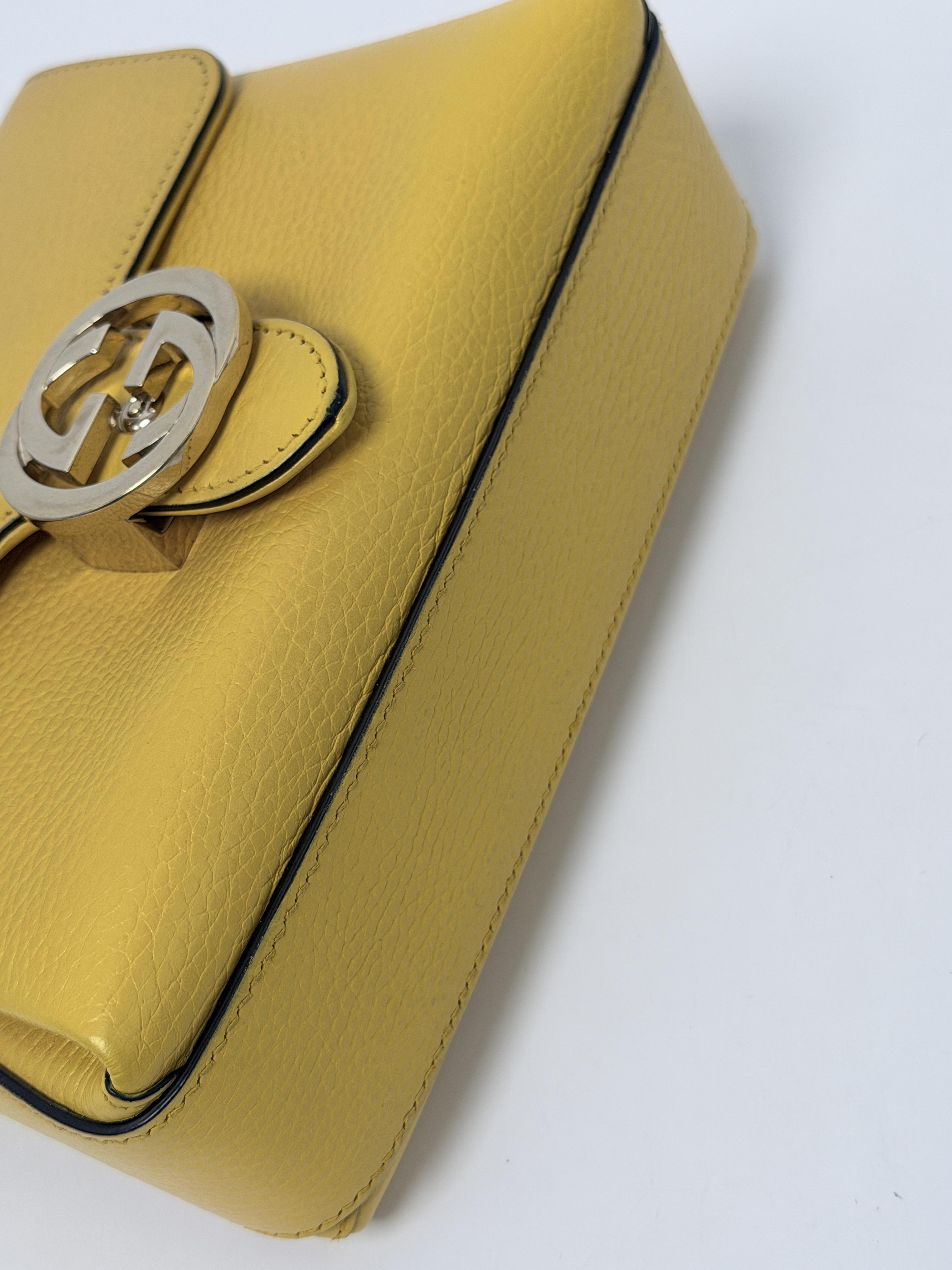 Interlocking G Yellow Dollar Chain Crossbody Bag Shoulder Handbag JD1189GG