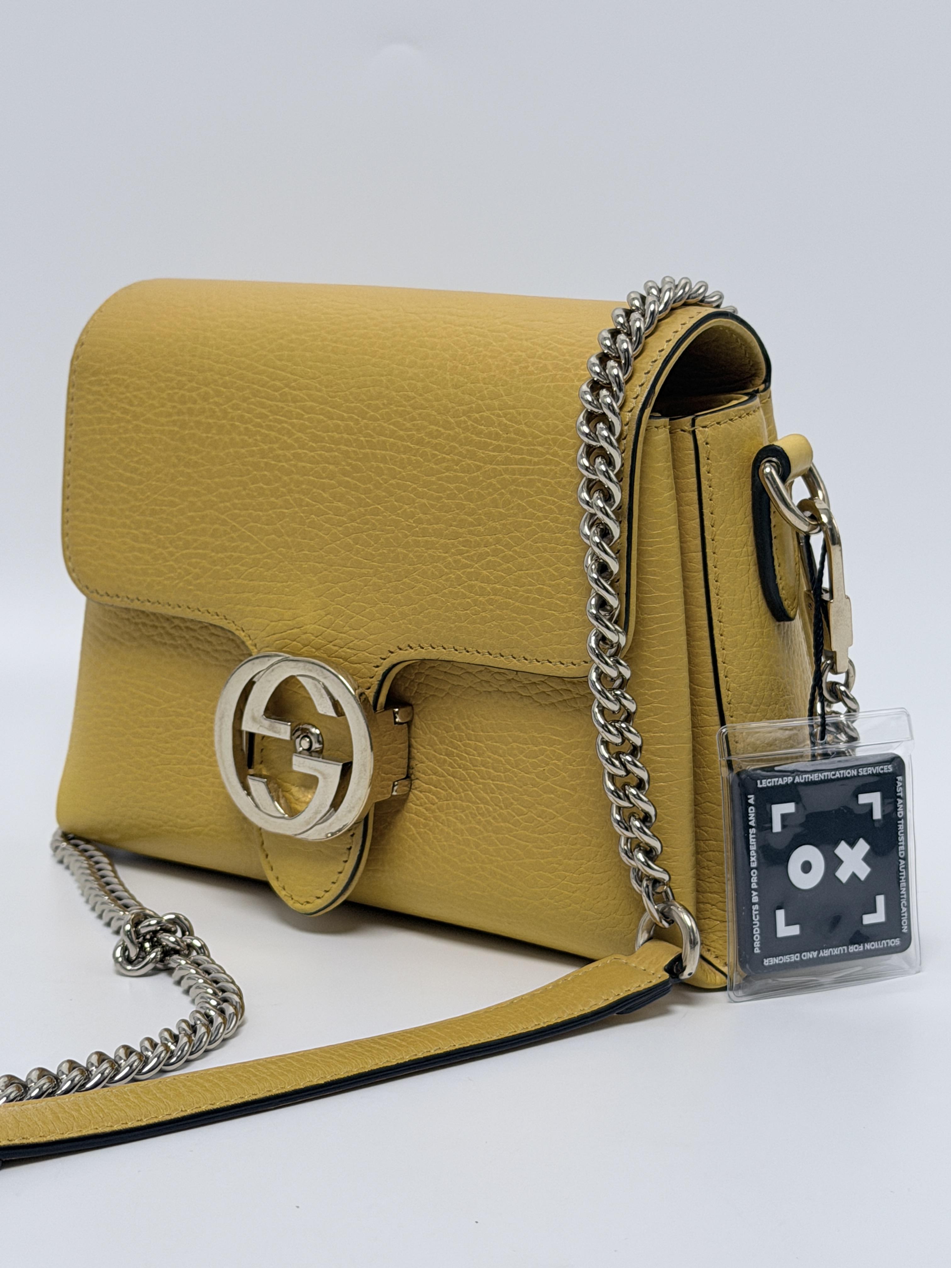 Interlocking G Yellow Dollar Chain Crossbody Bag Shoulder Handbag JD1189GG