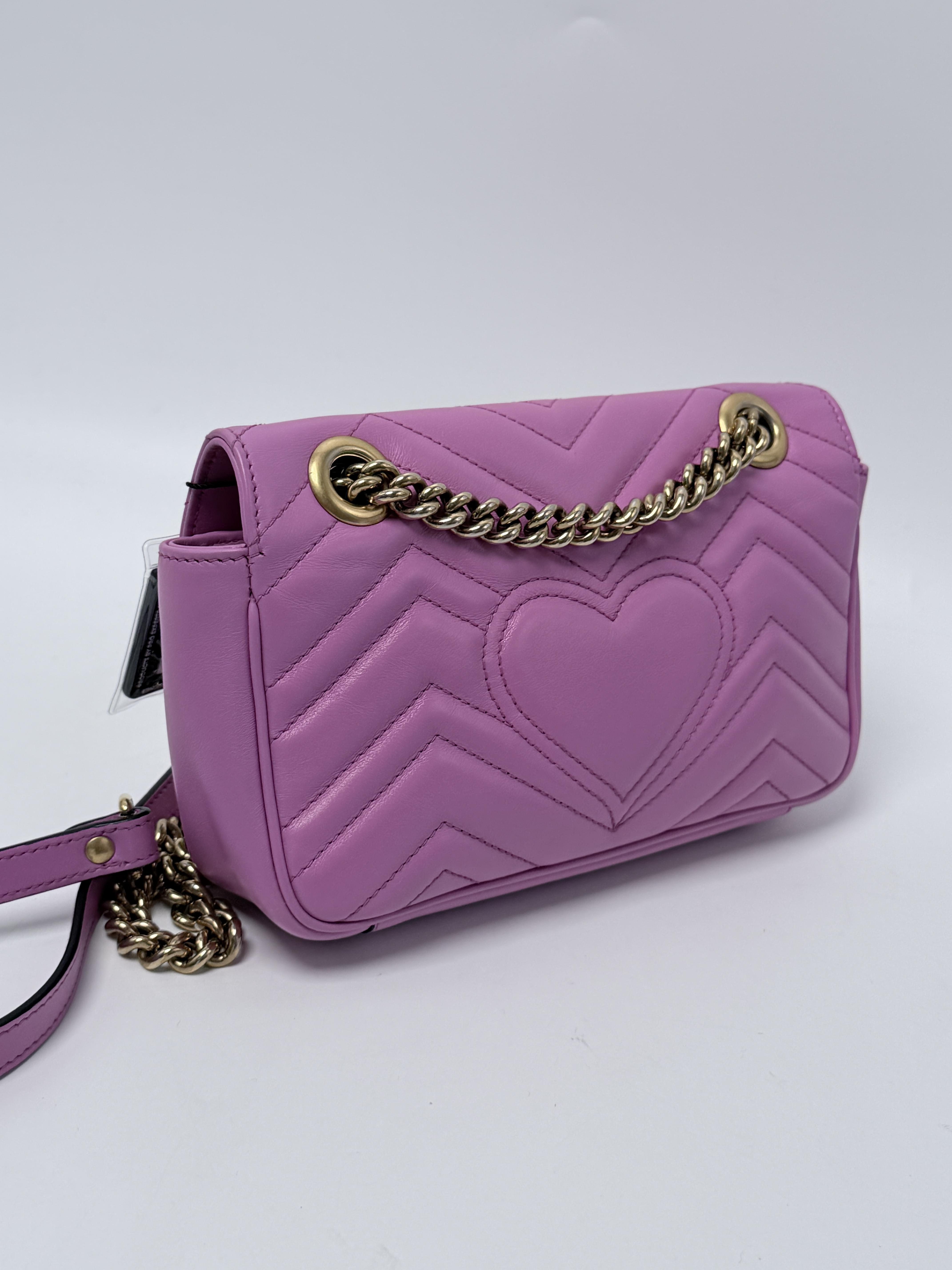 GG Marmont Small Matelasse Shoulder Bag Light Purple Pink JD1522GG